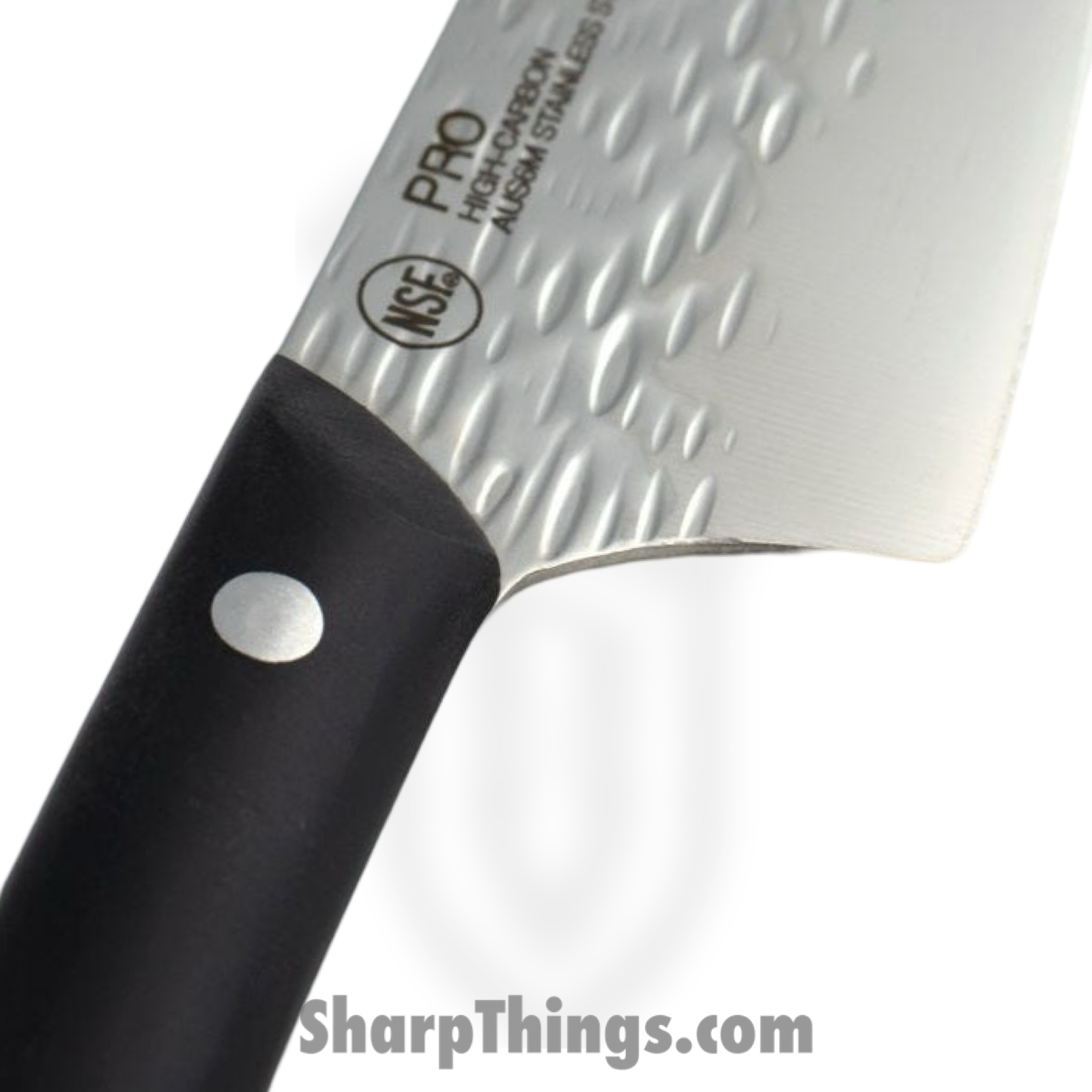 Kai - HT7064 - Pro Santoku 7" - Fixed Blade Knife - AUS-6 Hammered Wharncliffe - POM - Black - Image 3