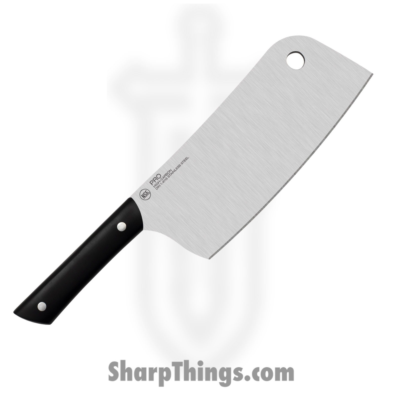 Kai - HT7067 - Pro Cleaver 7" - Fixed Blade Knife - 1.4116 Stainless Stonewash Cleaver - POM - Black - Image 2
