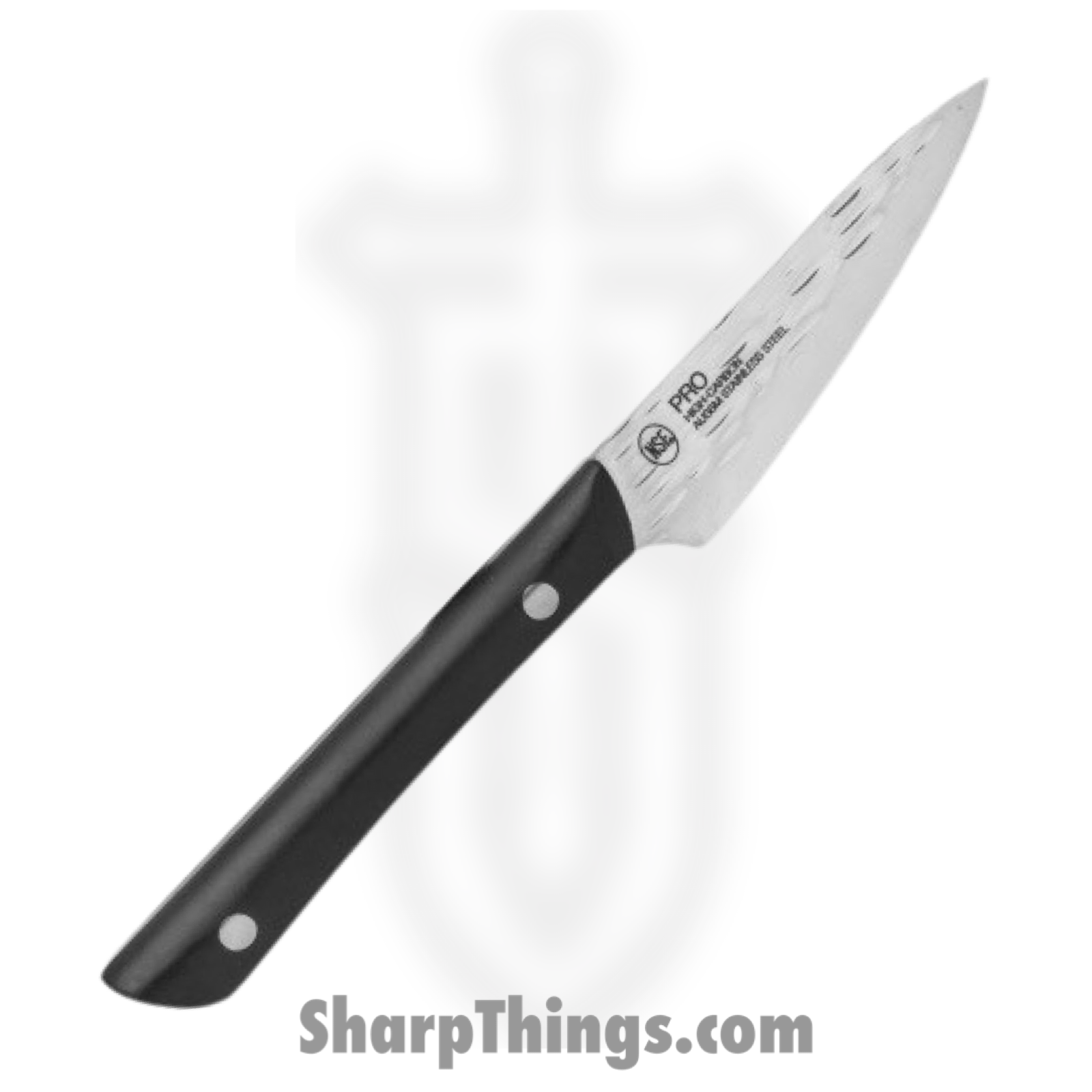 Kai - HT7068 - Pro Paring 3.5" - Fixed Blade Knife - AUS-6 Hammered Drop Point - POM - Black - Image 2