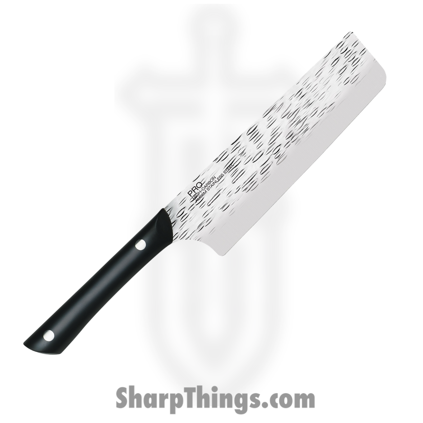 Kai - HT7071 - Pro Nakiri 6" - Fixed Blade Knife - AUS-6 Hammered Cleaver - POM - Black