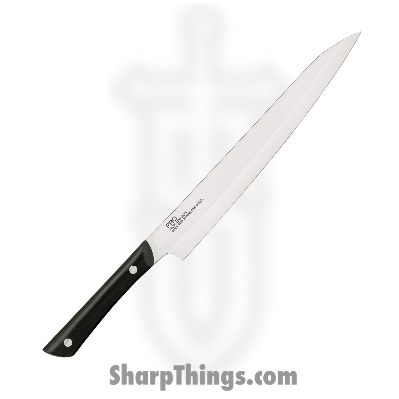 Kai - HT7087 - Pro Yanagiba 9.5" - Fixed Blade Knife - 1.4116 Stainless Satin Drop Point - POM - Black