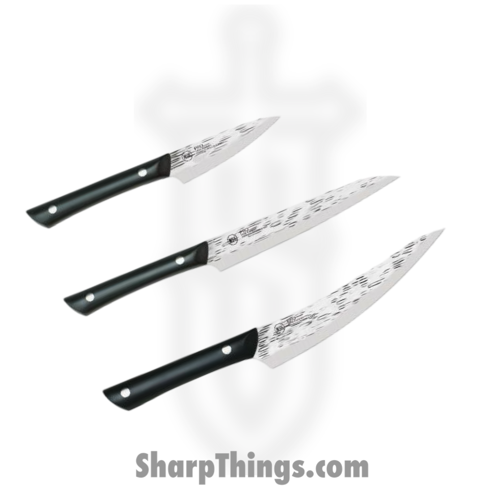 Kai - HTS0799 - Pro 7 Pc Set - Fixed Blade Knife - AUS-6 Hammered Multi - POM - Black - Image 2
