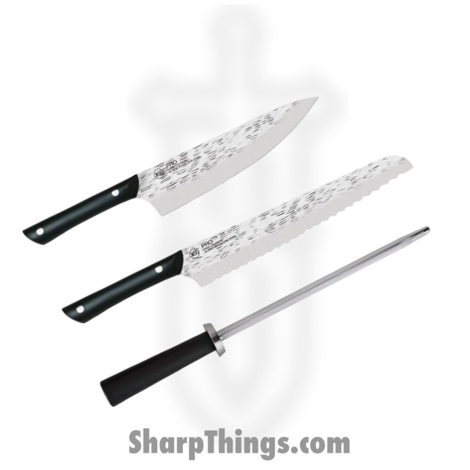 Kai - HTS0799 - Pro 7 Pc Set - Fixed Blade Knife - AUS-6 Hammered Multi - POM - Black - Image 3