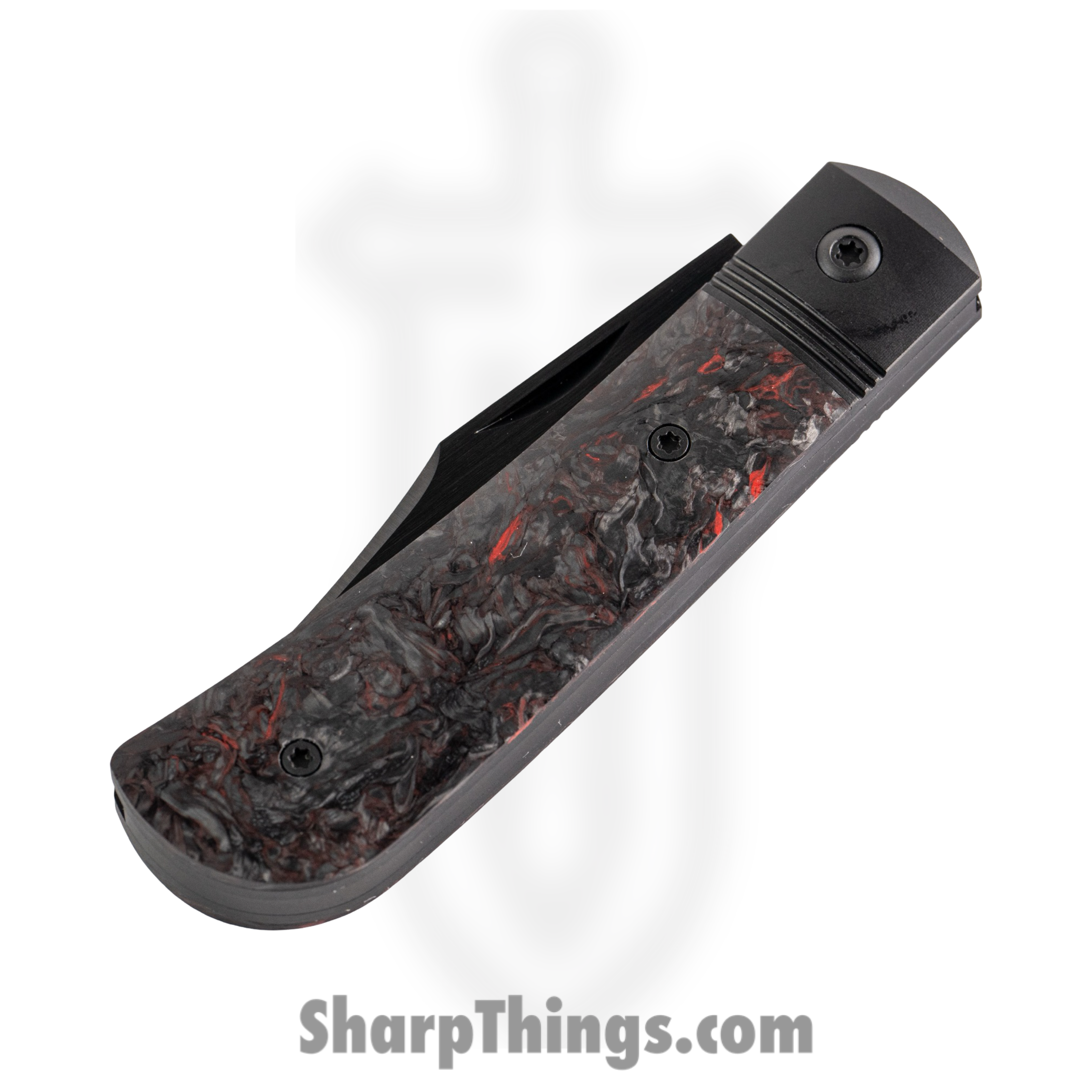 Jack Wolf Knives - BENNY-02-FC-DM-RED - Benny's Clip - Folding Knife - S90V Satin Clip Point - FatCarbon - Dark Matter Red - Image 3