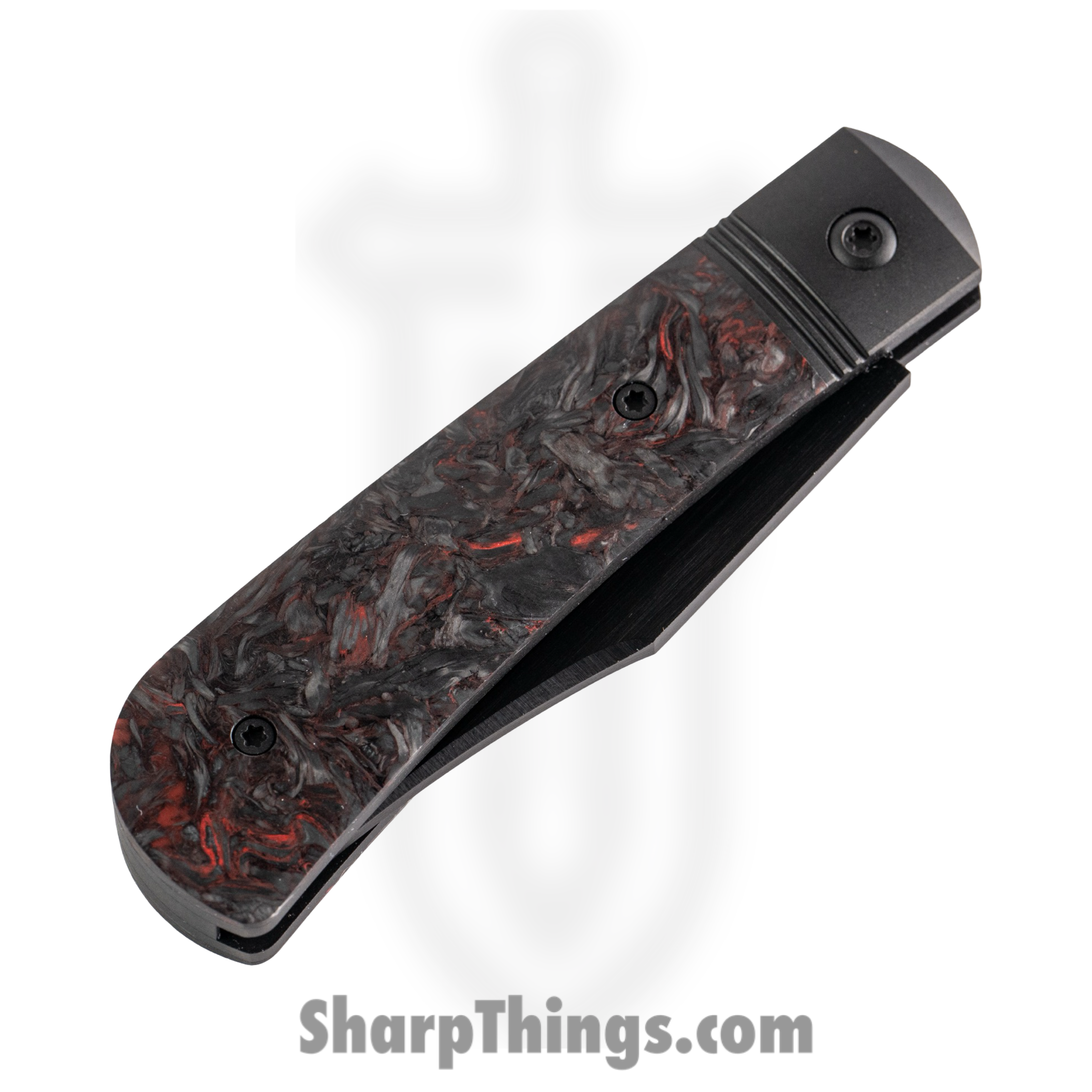 Jack Wolf Knives - BENNY-02-FC-DM-RED - Benny's Clip - Folding Knife - S90V Satin Clip Point - FatCarbon - Dark Matter Red - Image 4