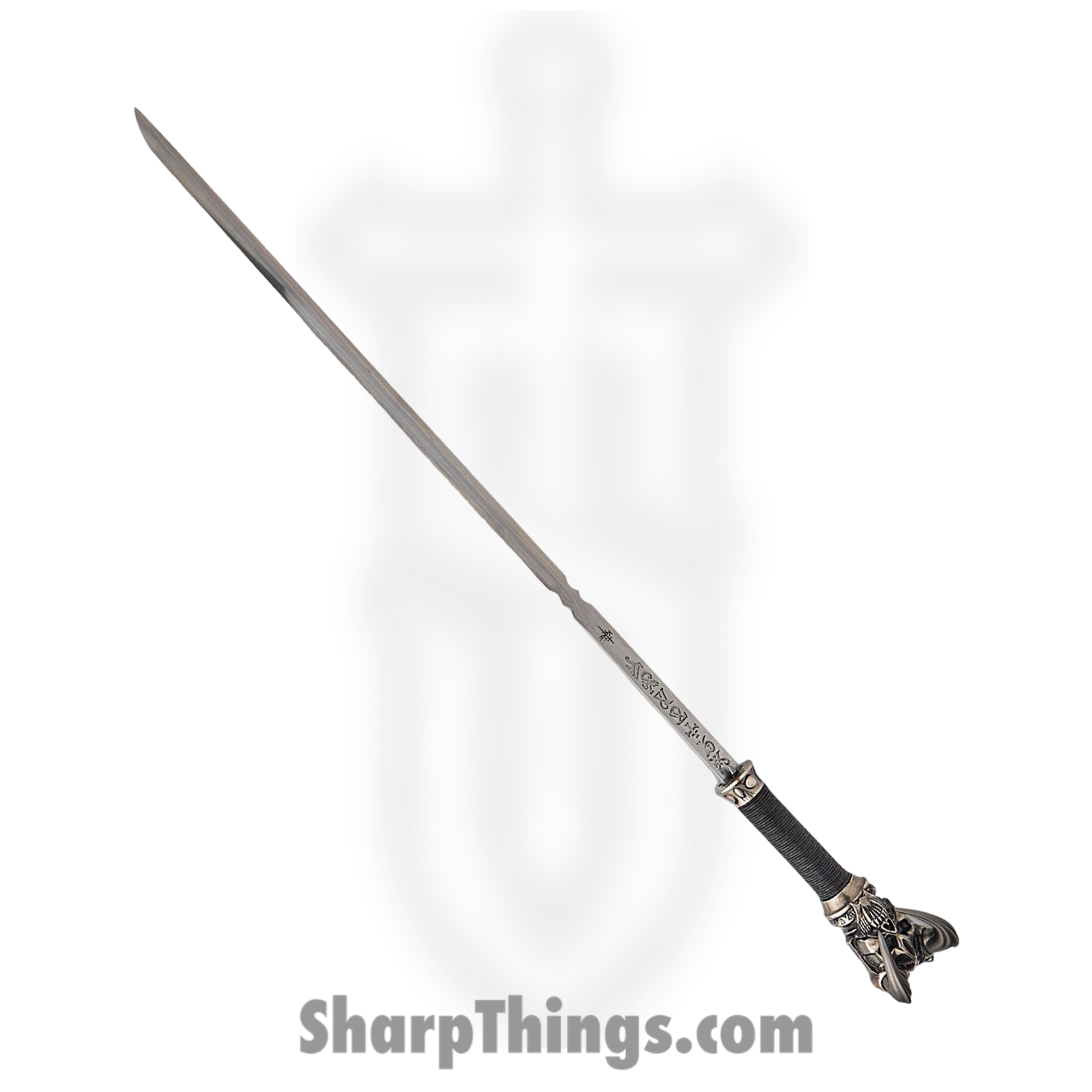 Kit Rae - KR0071 - Vorthelok Sword Cane - 1045 HC Stonewash Dagger - Cord Wrapped - Black