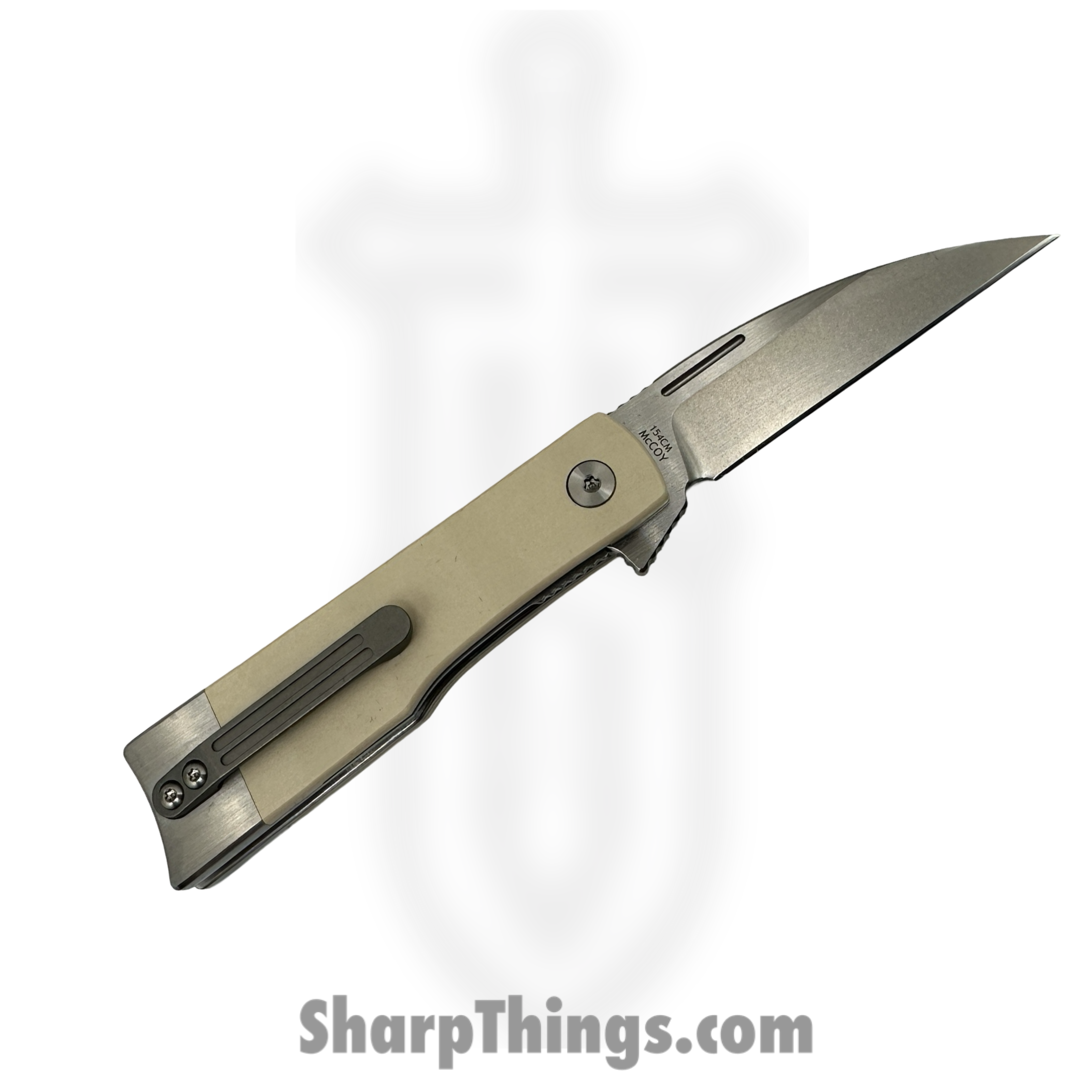 Finch Knife Co. - MC412 - McCoy - Folding Knife - 154CM Two Tone Wharncliffe - Ivory Micarta - White - Image 2