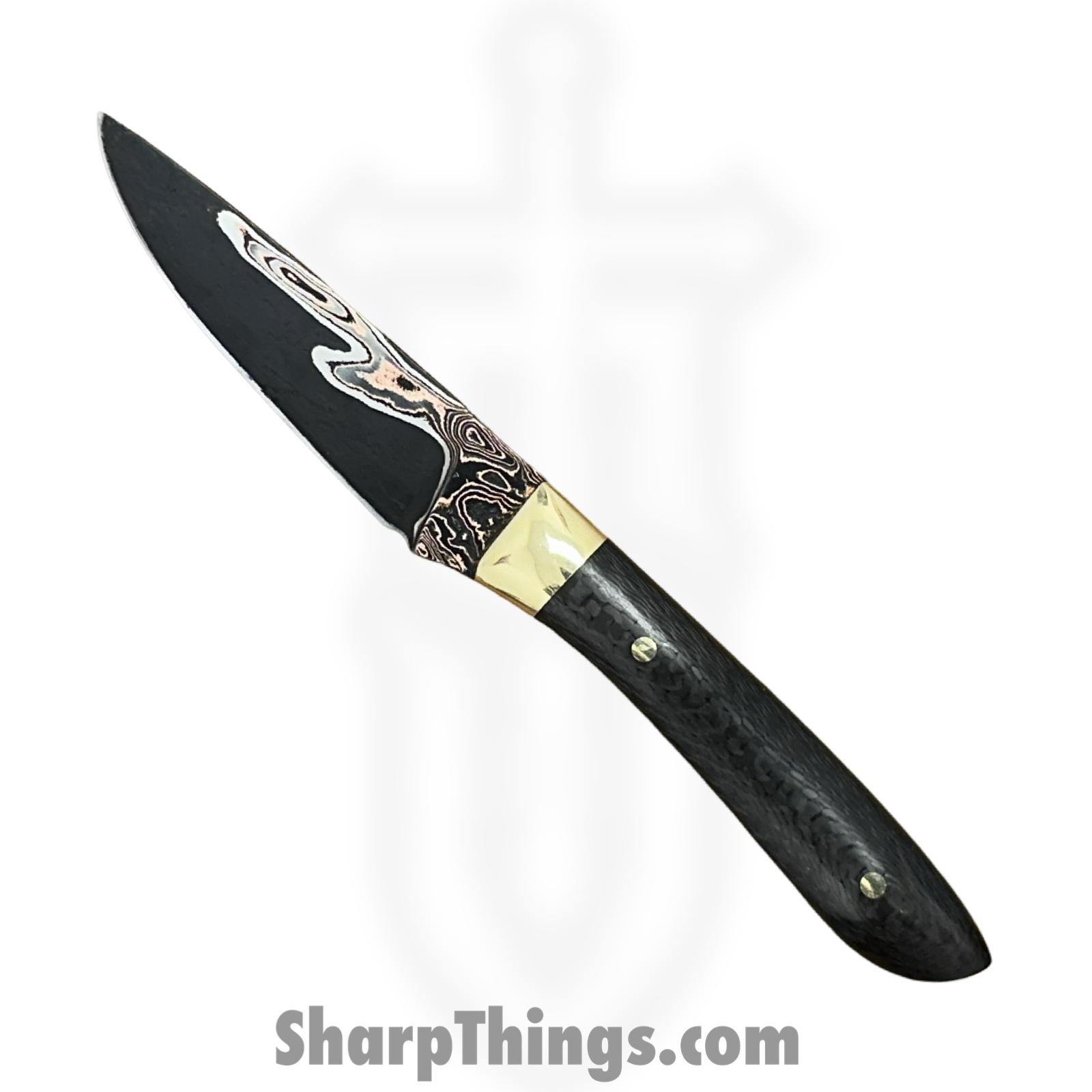 Royalty Rings Co. - RRC-Ere-01 - Erebus - Fixed Blade Knife - Baker Forge Damascus Damascus Drop Point - Carbon Fiber - Black