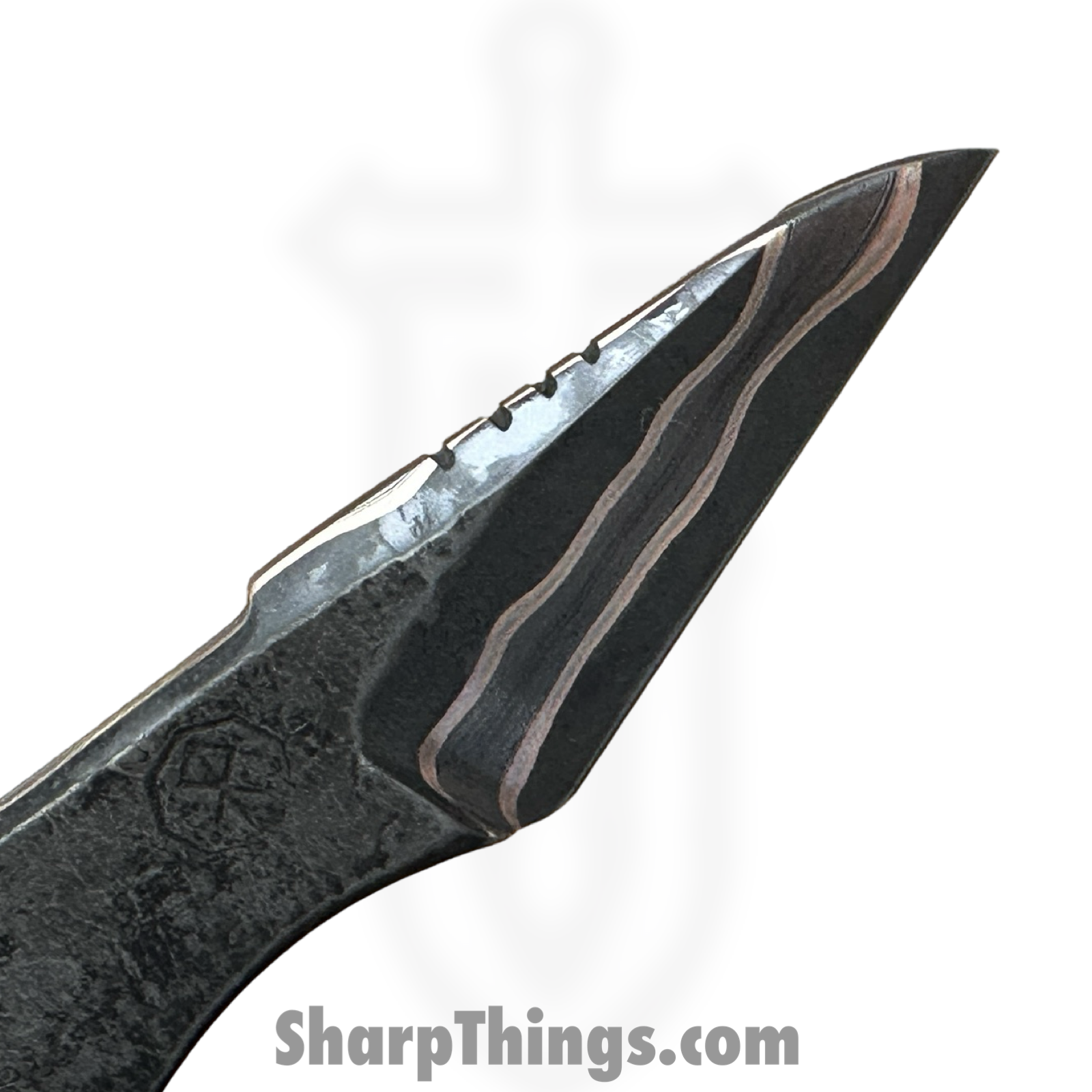Royalty Rings Co. - RRC-Heph-LG - Hephaestus Large - Fixed Blade Knife - Baker Forge Damascus Damascus Kiridashi - Skeletonized - Natural - Image 3