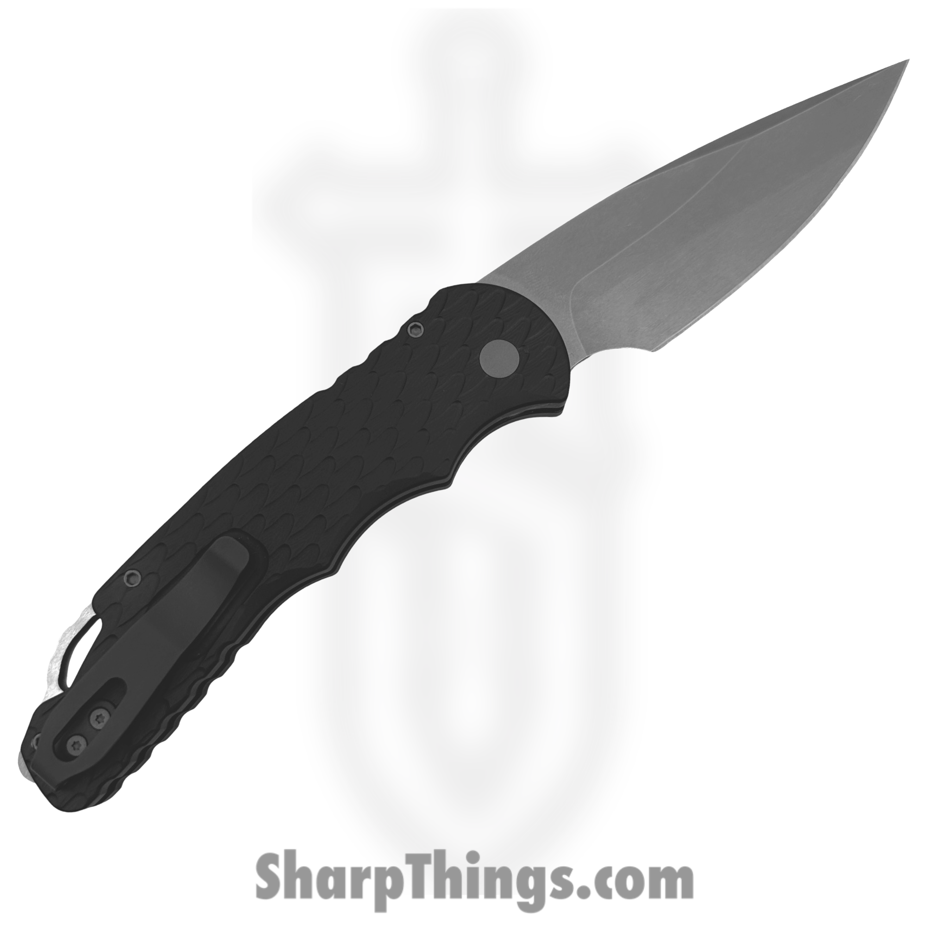 ProTech - T4105 F - Tactical Response 4 - Automatic Knife - CPM MagnaCut Stonewash Drop Point - Aluminum Feather Texture - Black - Image 2
