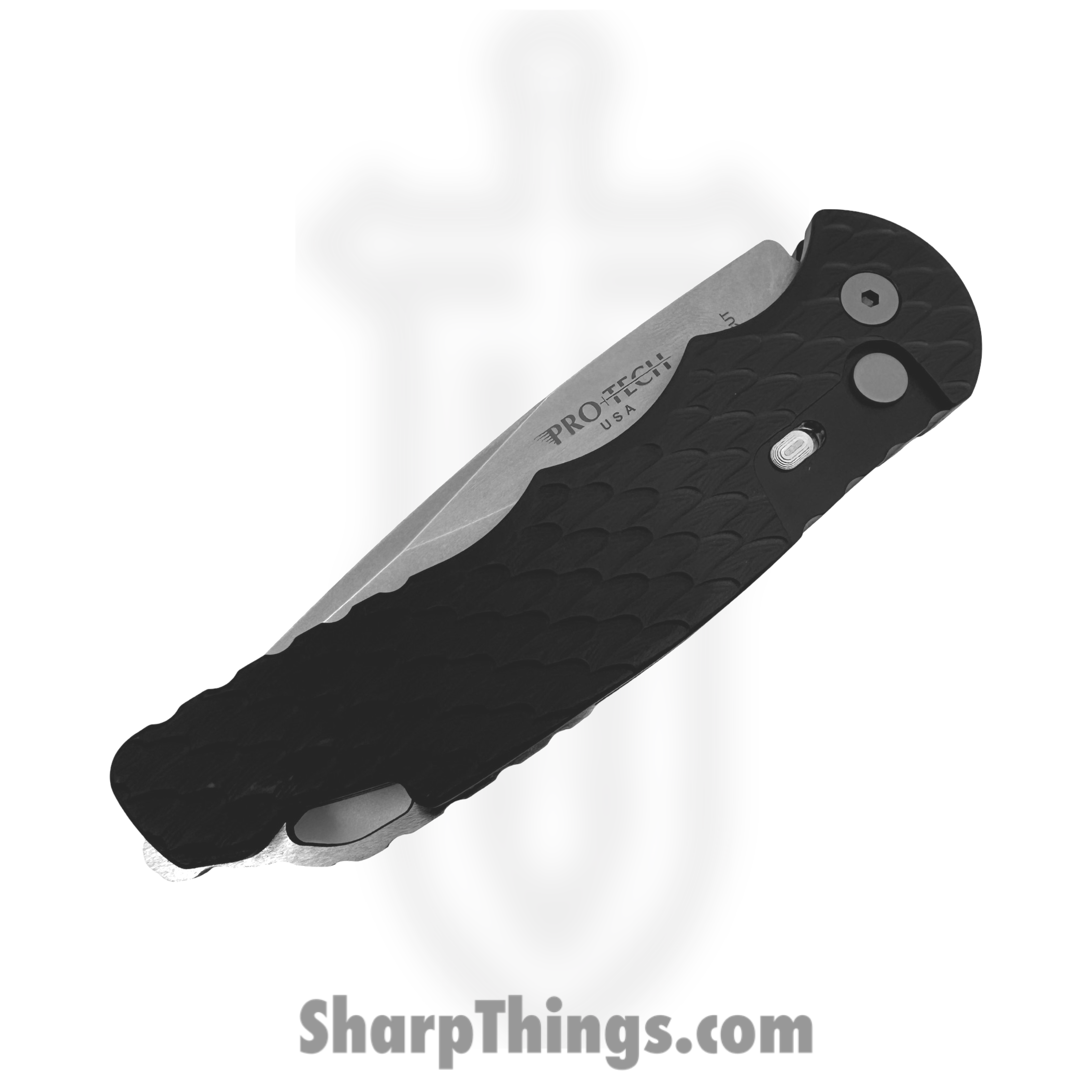 ProTech - T4105 F - Tactical Response 4 - Automatic Knife - CPM MagnaCut Stonewash Drop Point - Aluminum Feather Texture - Black - Image 3