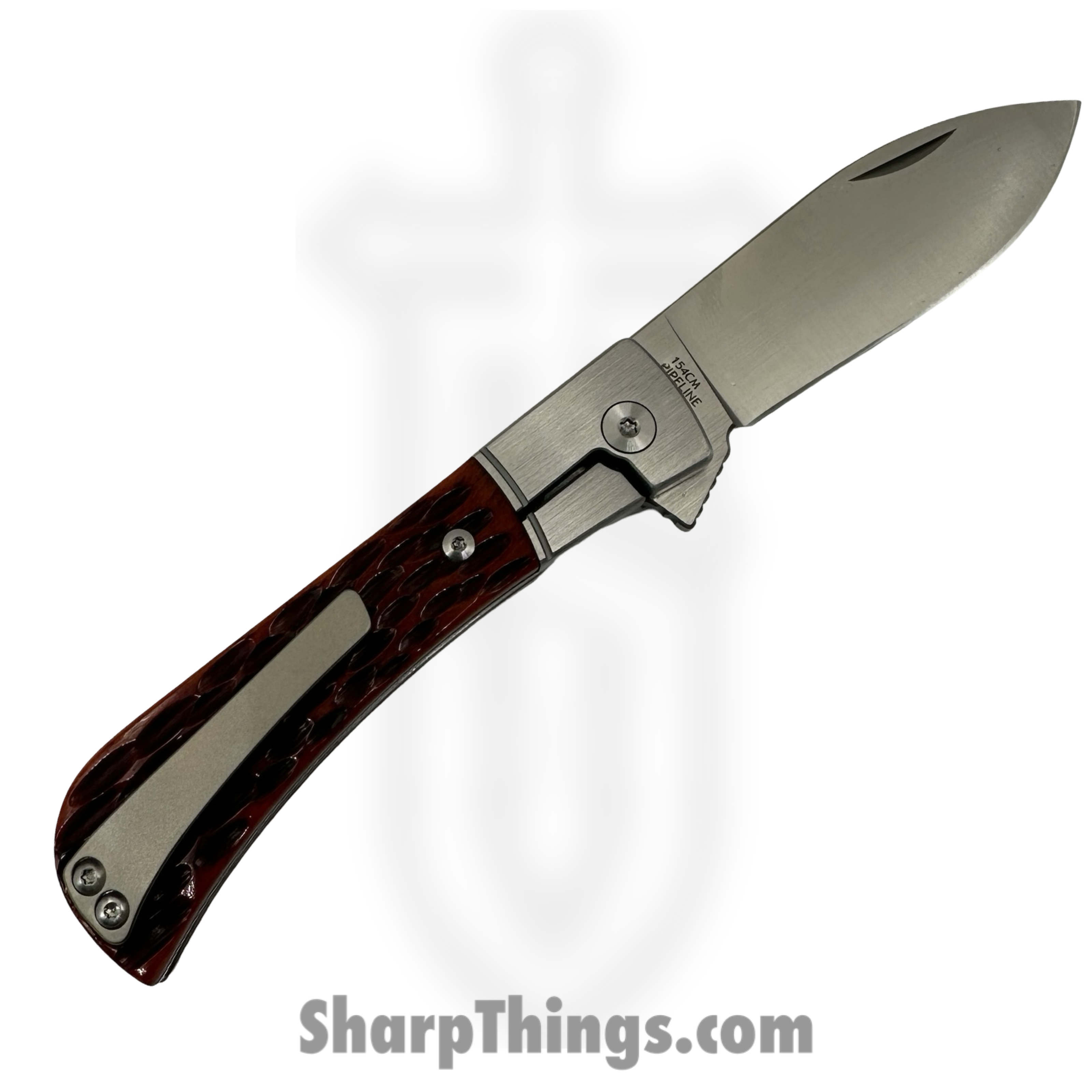 Finch Knife Co. - PL301 - Pipeline - Folding Knife - 154CM Satin Drop Point - Jigged Bone - Crawdad - Image 2