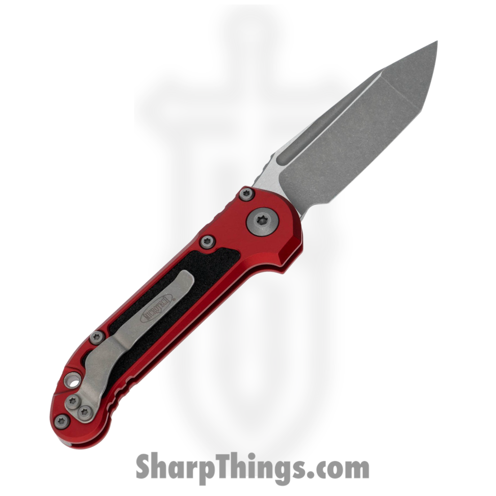 Microtech - 1136-10APRD - L.U.D.T. Gen III - Automatic Knife - M390MK Apocalyptic Tanto - Aluminum with 3M Traction Tape Inserts - Red/Black - Image 2