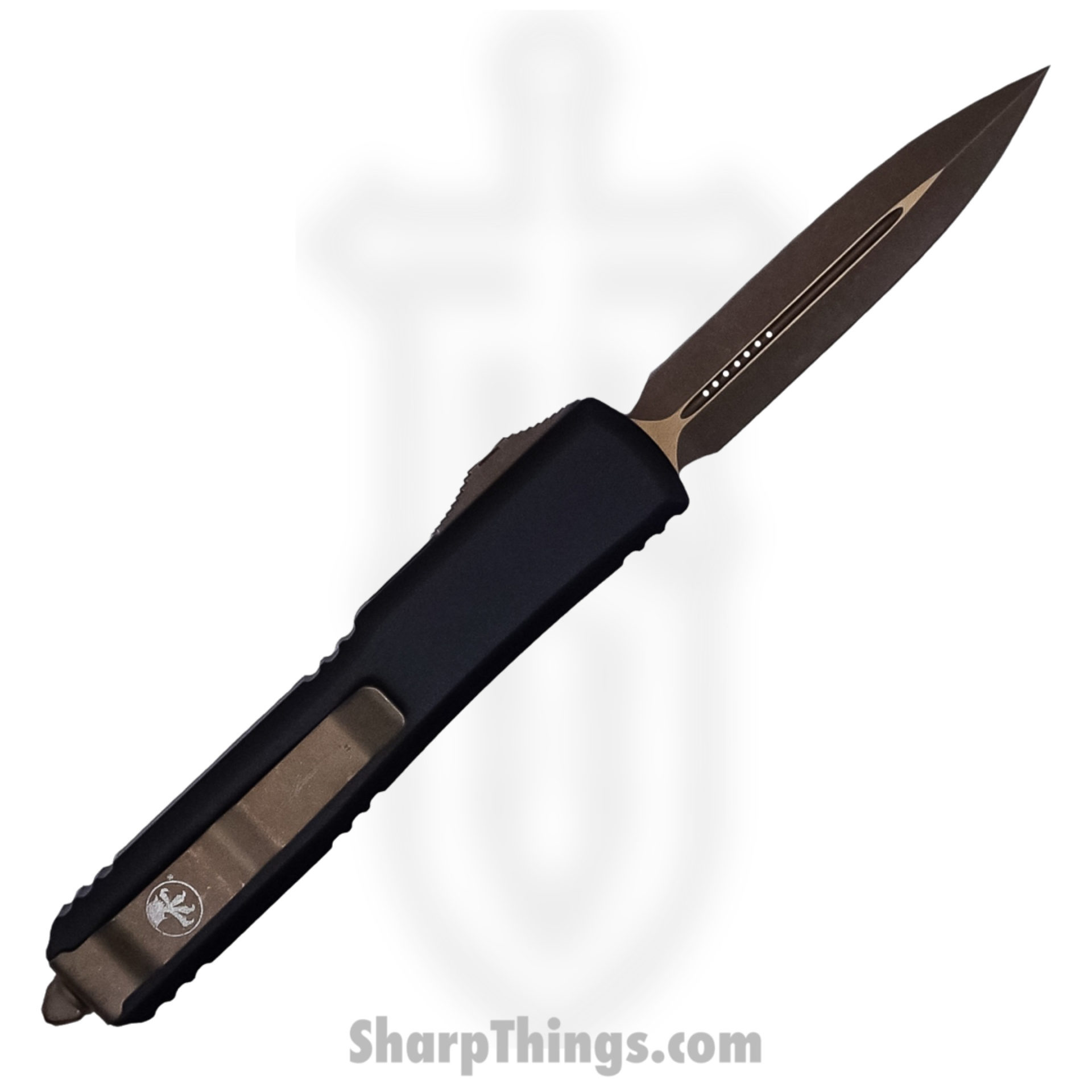 Microtech - 122-13MLS - Ultratech Signature Series Molon Labe - OTF Auto - Elmax, M390, 204P Bronze Apocalyptic Dagger - 6061-T6 Aluminum - Black/White - Image 8