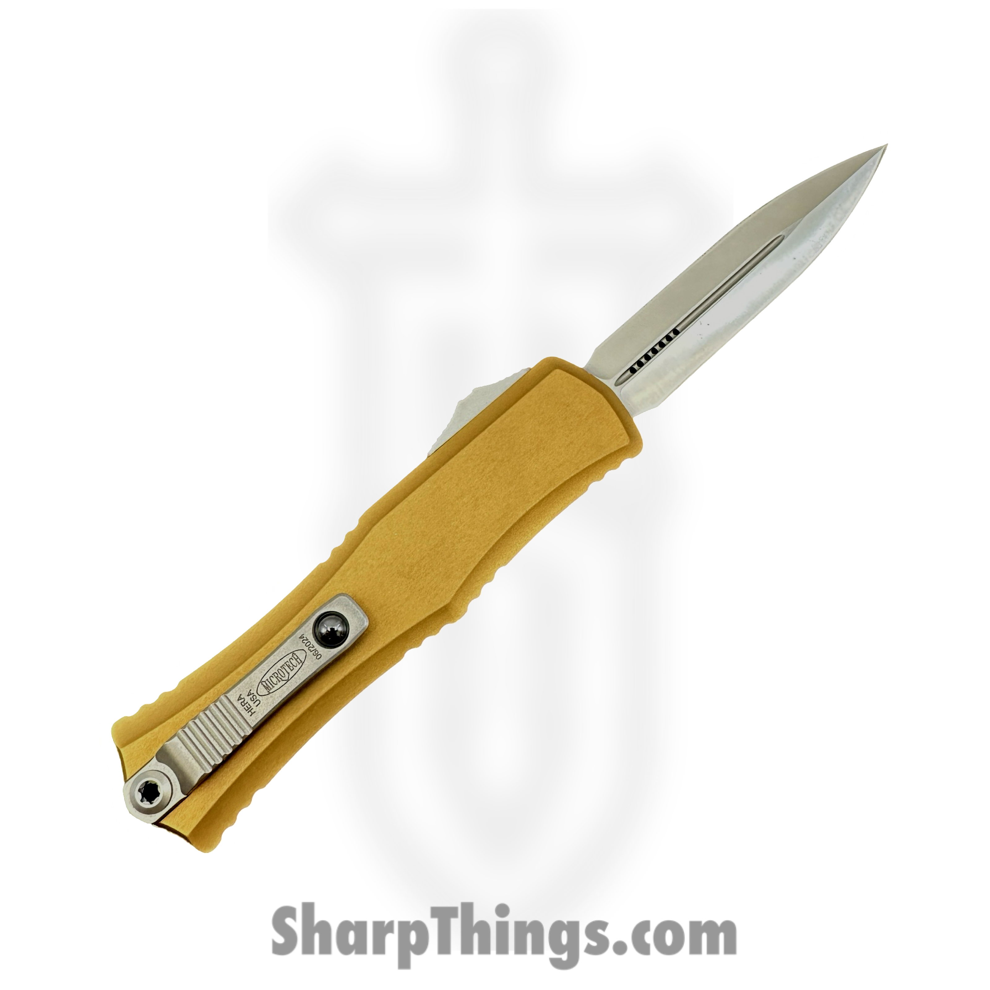 Microtech - 1702M-4TA - Mini Hera II - OTF Auto - M390MK Satin Dagger - 6061-T6 Aluminum - Tan - Image 2