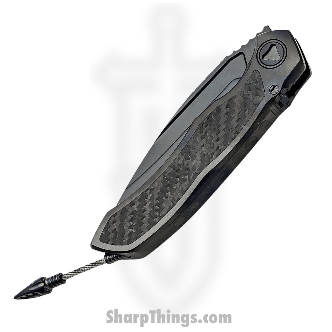 Microtech - 190C-2DLCTCFITI - Anax - Folding Knife - M390 Coated Drop Point P/S - Titanium/CF Inlay - Black - Image 6