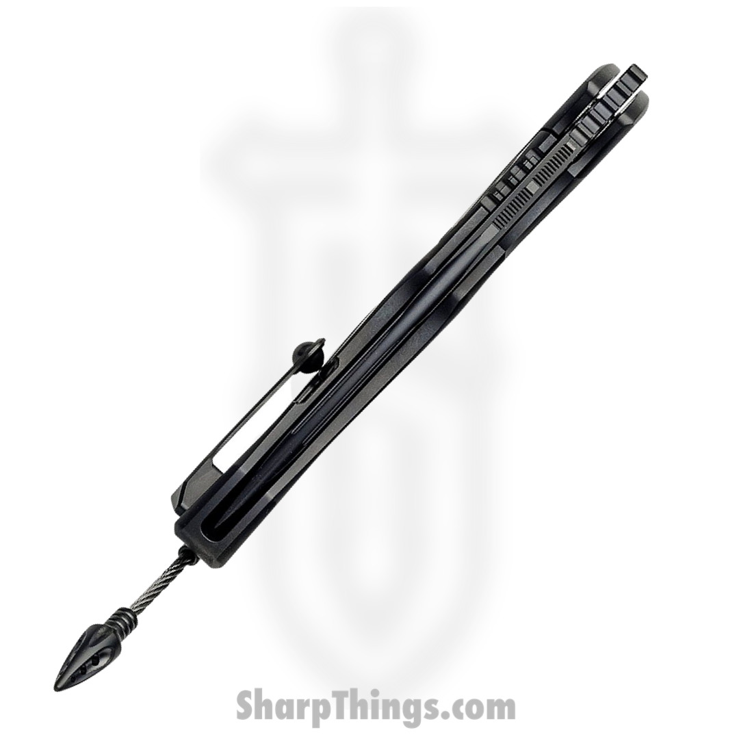 Microtech - 190C-2DLCTCFITI - Anax - Folding Knife - M390 Coated Drop Point P/S - Titanium/CF Inlay - Black - Image 8