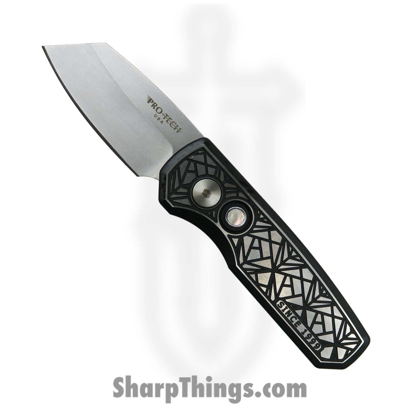 ProTech - 2024 Runt Custom 004 - Runt 5 "Since 1999" Custom - Automatic Knife - CPM MagnaCut Two Tone Reverse Tanto - 17-4 Steel - Black|Silver