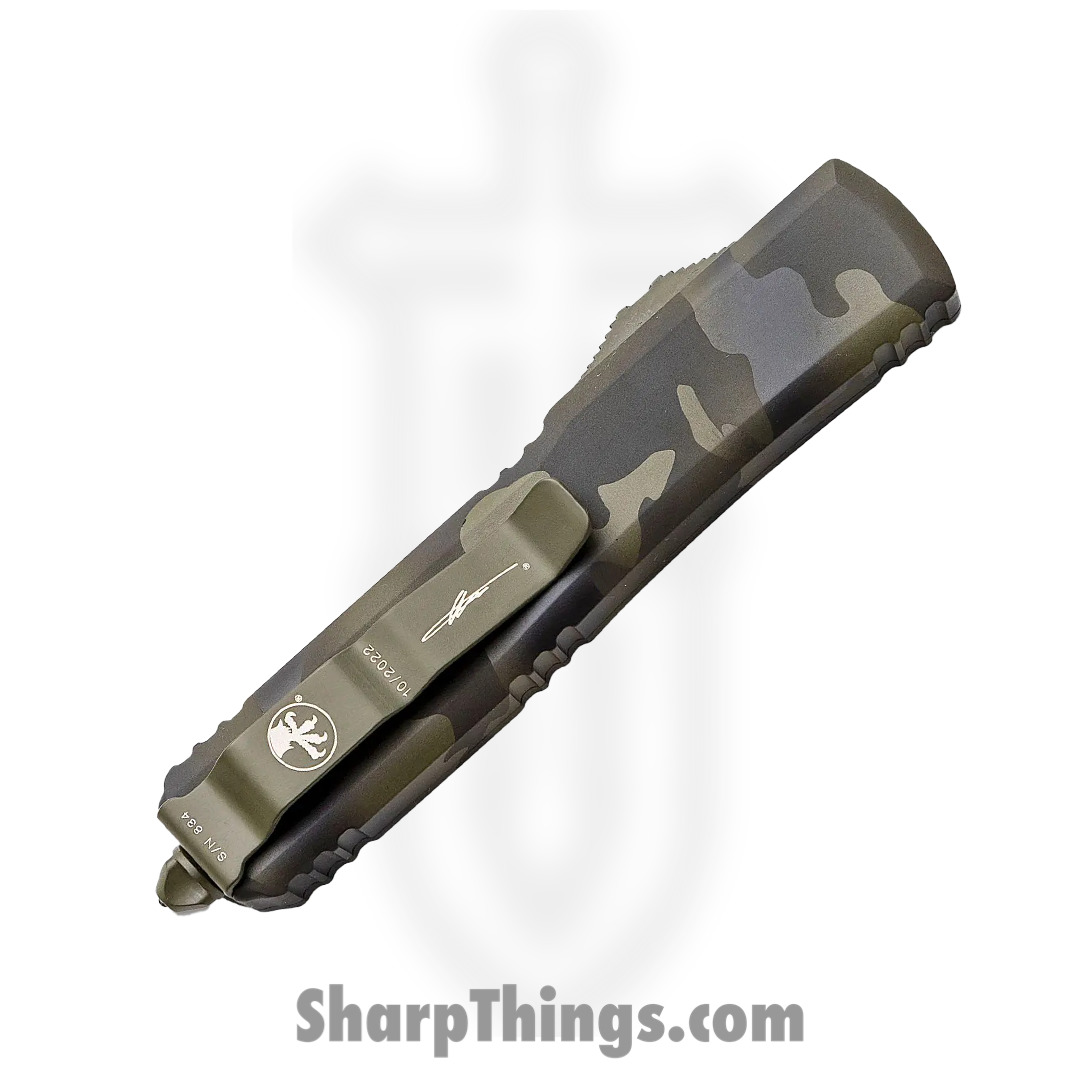 Microtech - 120-2OCS - Ultratech - OTF Auto - Elmax, M390, 204P Coated Bayonet - 6061-T6 Aluminum - Olive Camo - Image 11