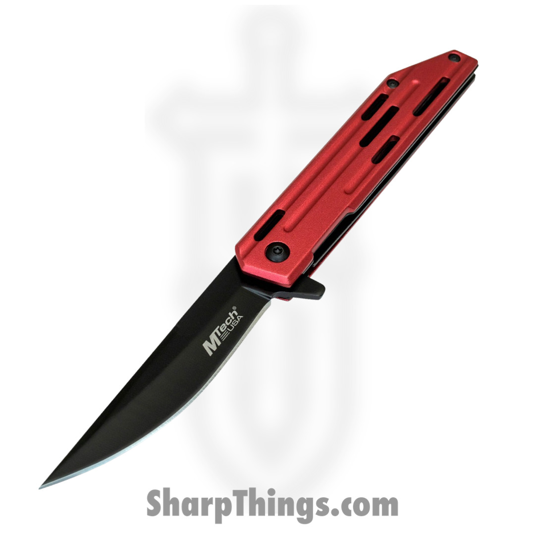 MTech Knives - MTA1200RD - Spring Assisted Linerlock - Folding Knife - 3Cr13 Coated Drop Point - Aluminum - Red - Image 6