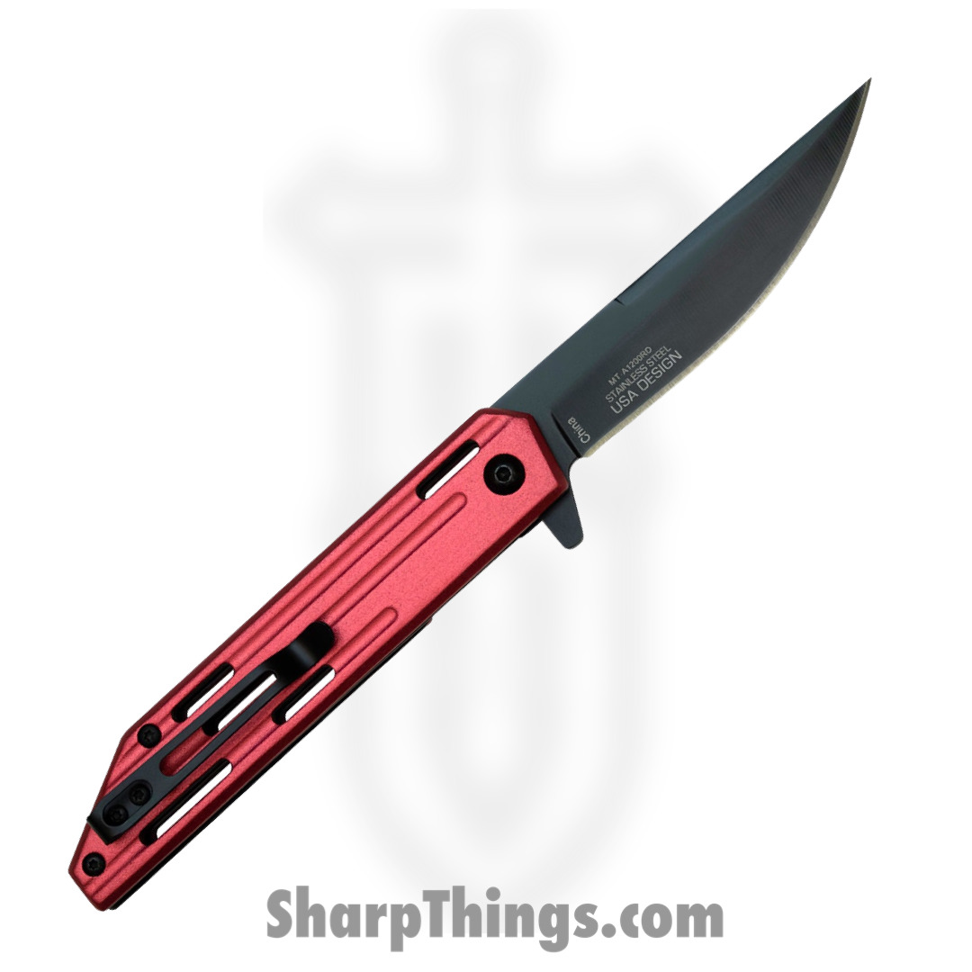 MTech Knives - MTA1200RD - Spring Assisted Linerlock - Folding Knife - 3Cr13 Coated Drop Point - Aluminum - Red - Image 7