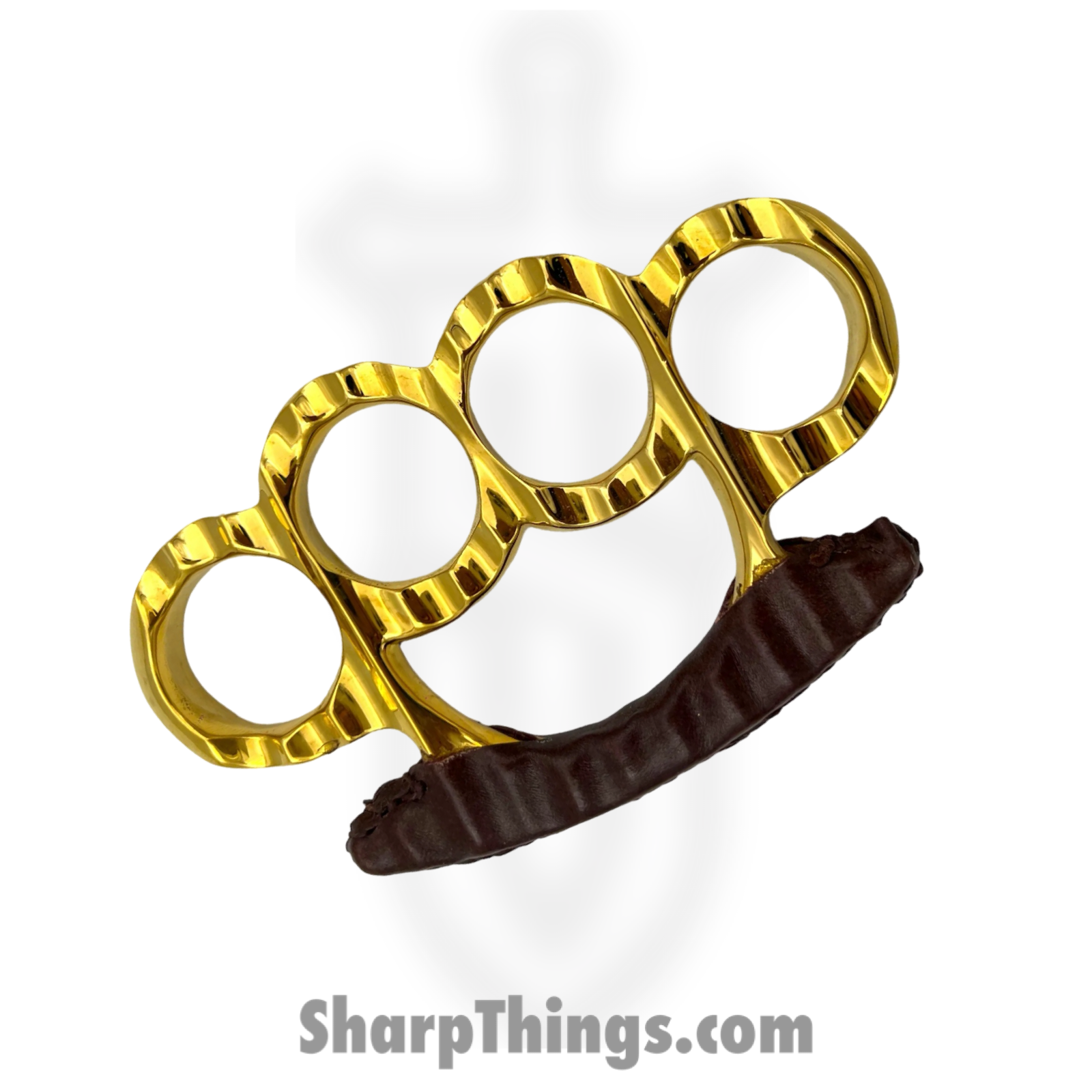 PTC - BR-249-MIL - Knuckle With Leather - Brass - Gold Black