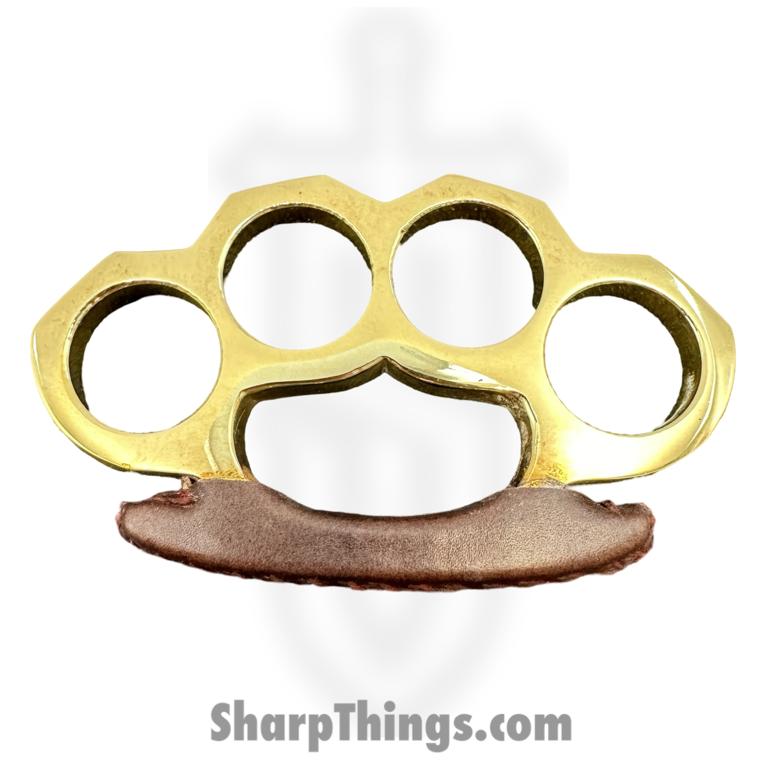VOC - BR-249-L - Leather Palm Brass Knuckles - Solid Brass and Leather - Polished - Image 4