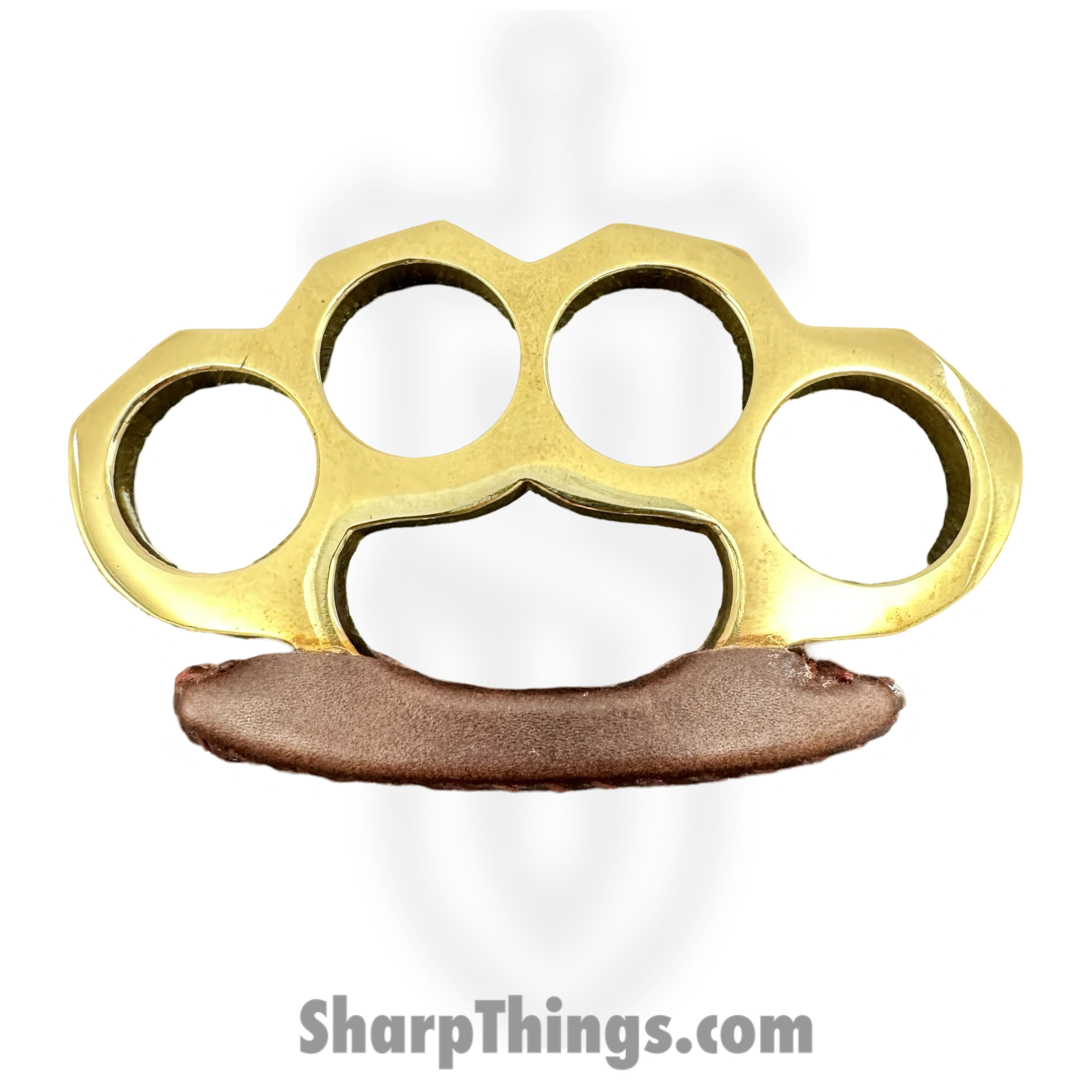 VOC - BR-249-L - Leather Palm Brass Knuckles - Solid Brass and Leather - Polished