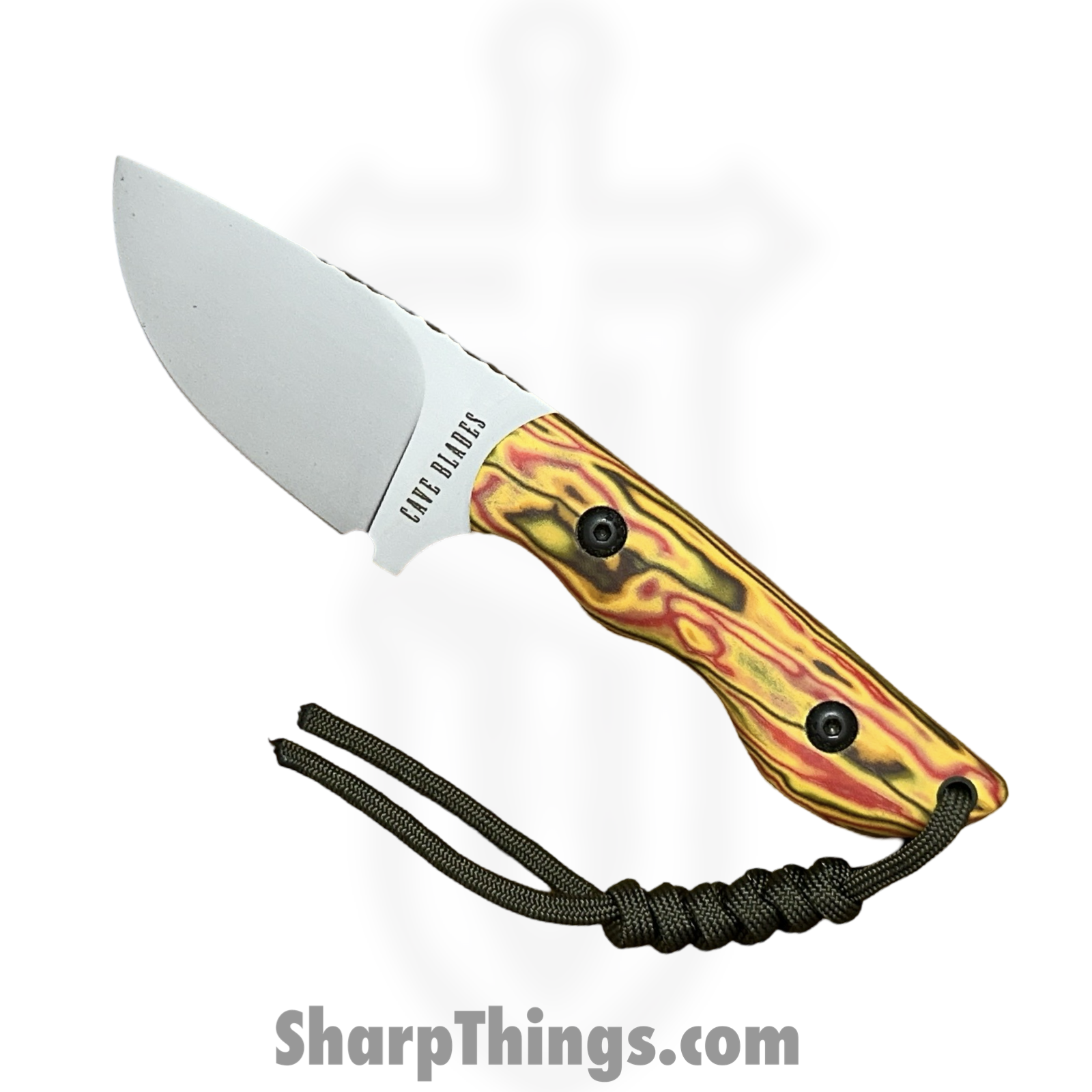 Cave Blades - CB-SAM-YH - Samaritan - Fixed Blade Knife - CPM 154 Blasted Drop Point - Crazy Fiber - Yellow Haze