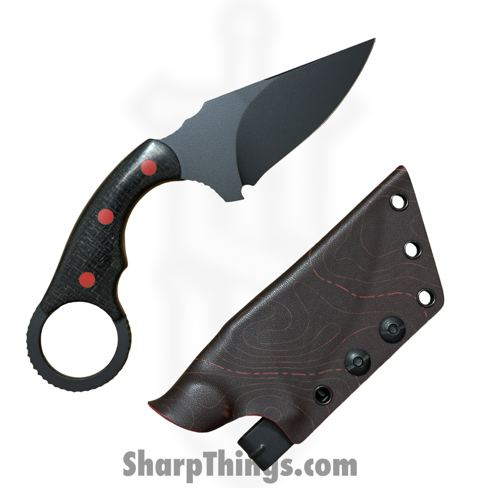 Cave Blades - CB-BKWDW-BKRD - Cave Bit - Fixed Blade Knife - CPM 154 Blasted Karambit - Carbon Fiber - Black Widow - Image 5