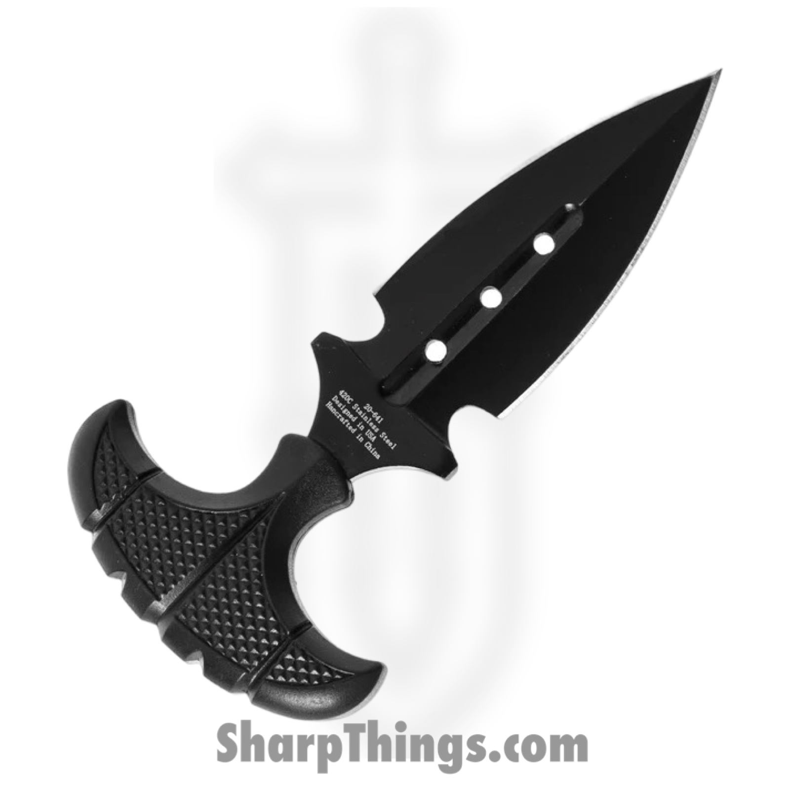 ElitEdge - EE20641BK - Push Dagger - Fixed Blade Knife - 440 SS Coated Dagger - Nylon - Black - Image 5