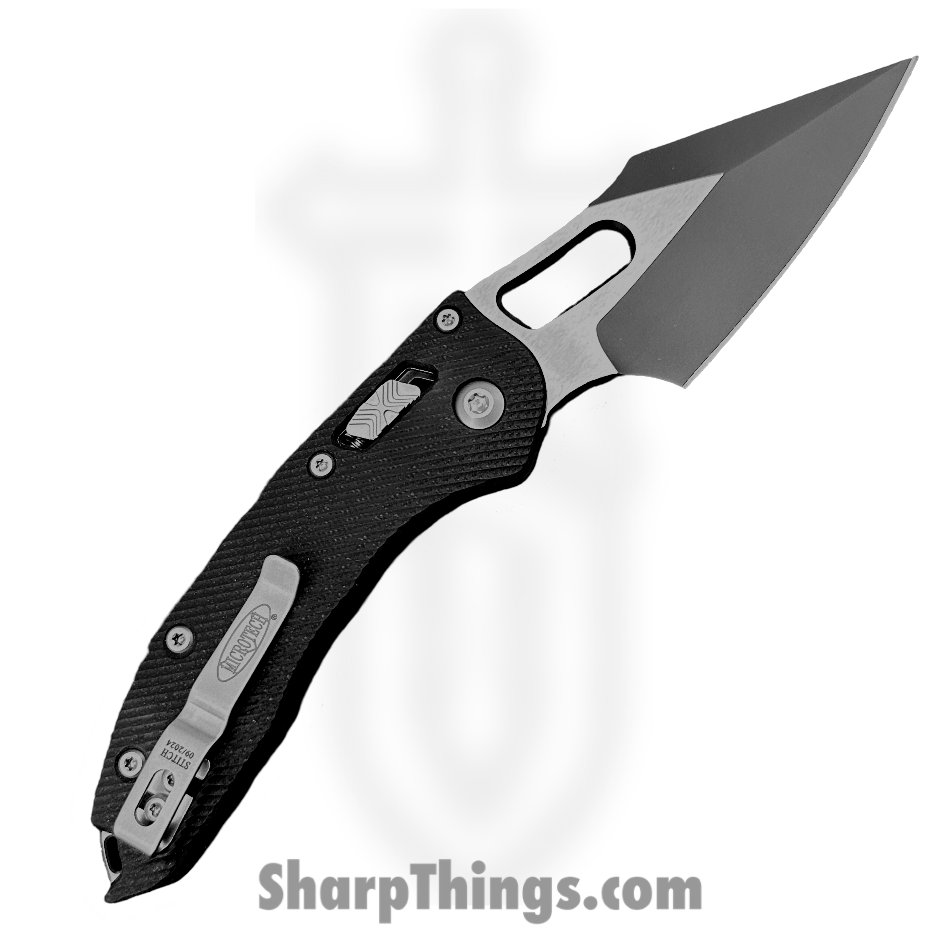 Microtech - 169RL-1FLGTBK - Stitch RAM-LOK - Folding Knife - M390MK Black Two ToneSpear Point - Fluted G10 - Black - Image 4
