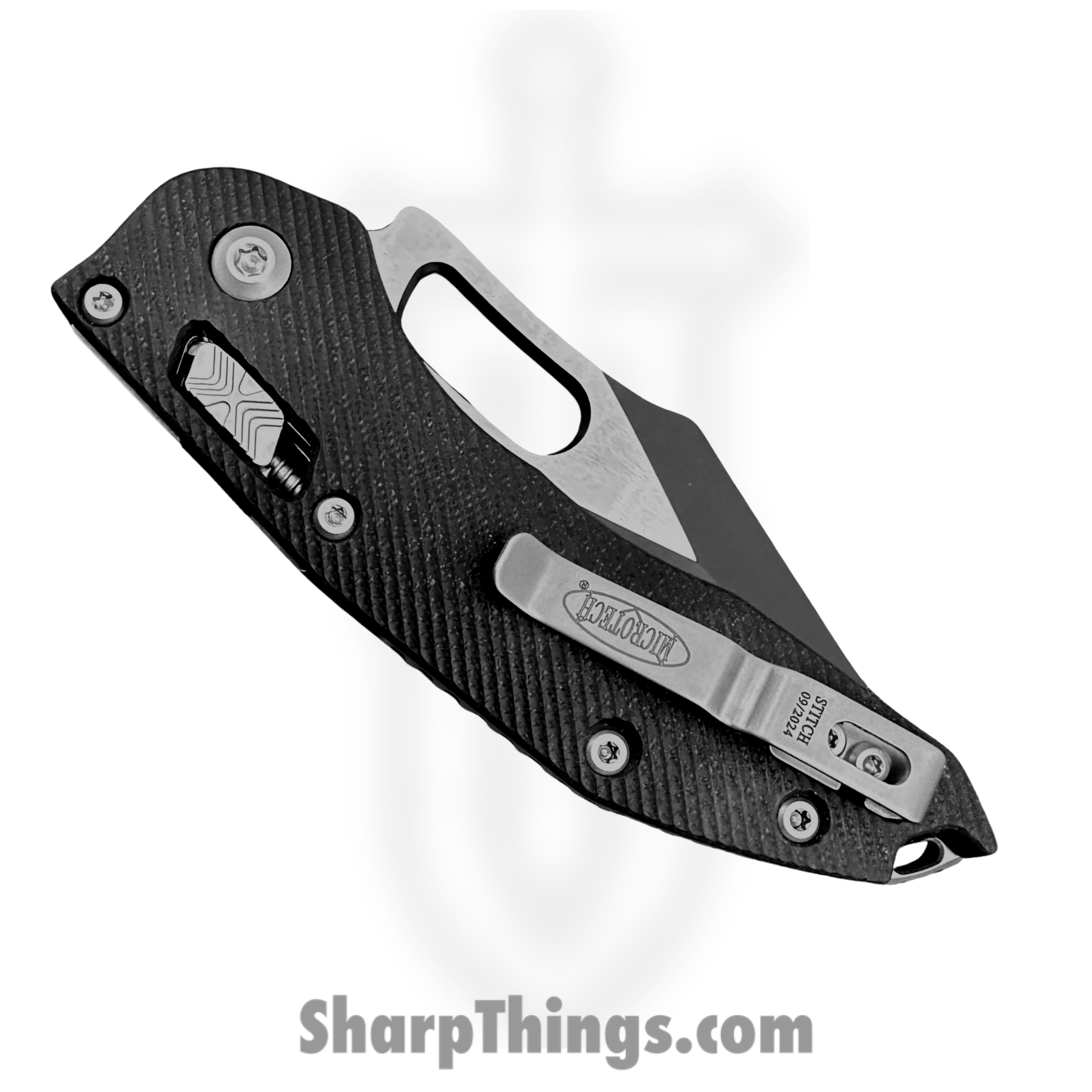 Microtech - 169RL-1FLGTBK - Stitch RAM-LOK - Folding Knife - M390MK Black Two ToneSpear Point - Fluted G10 - Black - Image 2
