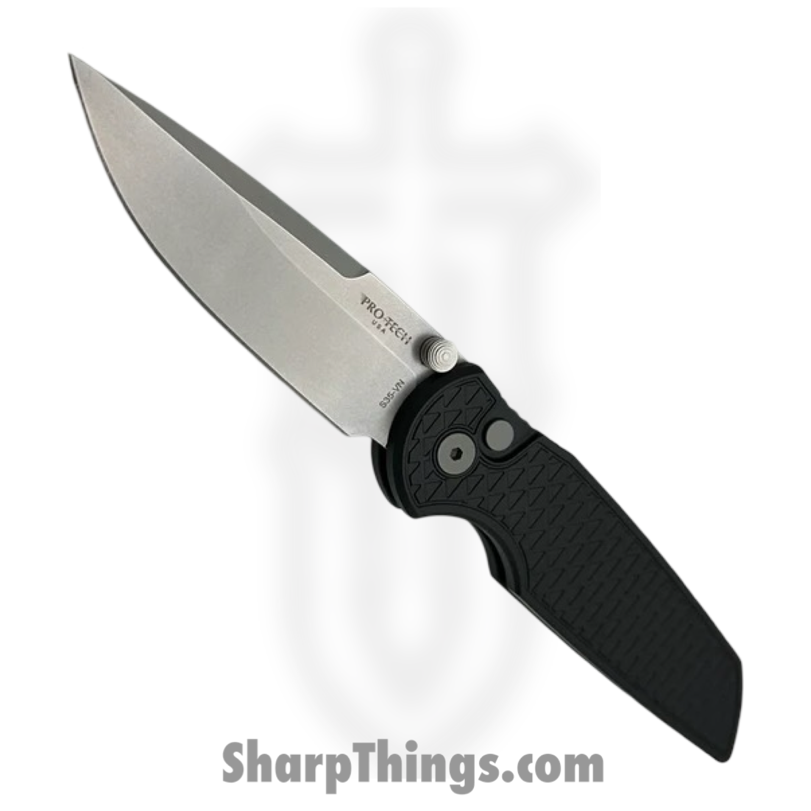 ProTech - INT105 - TR-3 Integrity - Folding Knife - S35VN Stonewash Drop Point - Relic Textured Aluminum - Black