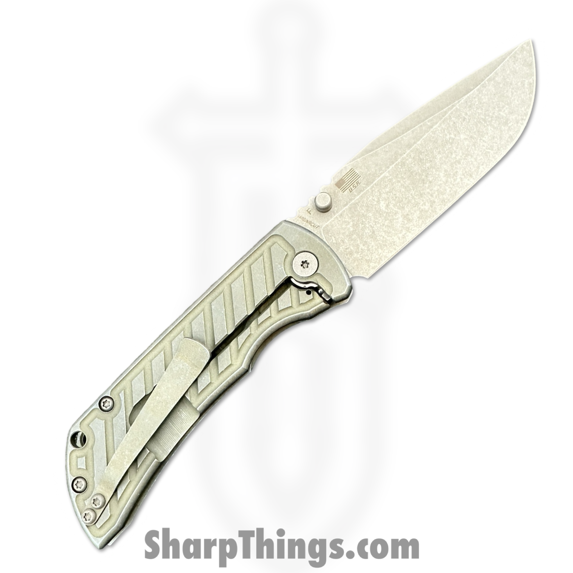 McNees - MAC23.5AtGBFB - MAC 2 3.5 - Folding Knife - CPM MagnaCut Stonewash Clip Point - Titanium - Atomic Green/Blue - Image 2