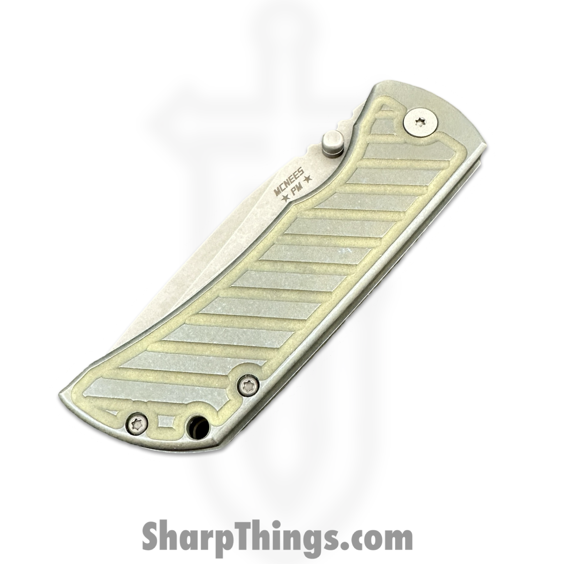 McNees - MAC23.5AtGBFB - MAC 2 3.5 - Folding Knife - CPM MagnaCut Stonewash Clip Point - Titanium - Atomic Green/Blue - Image 5