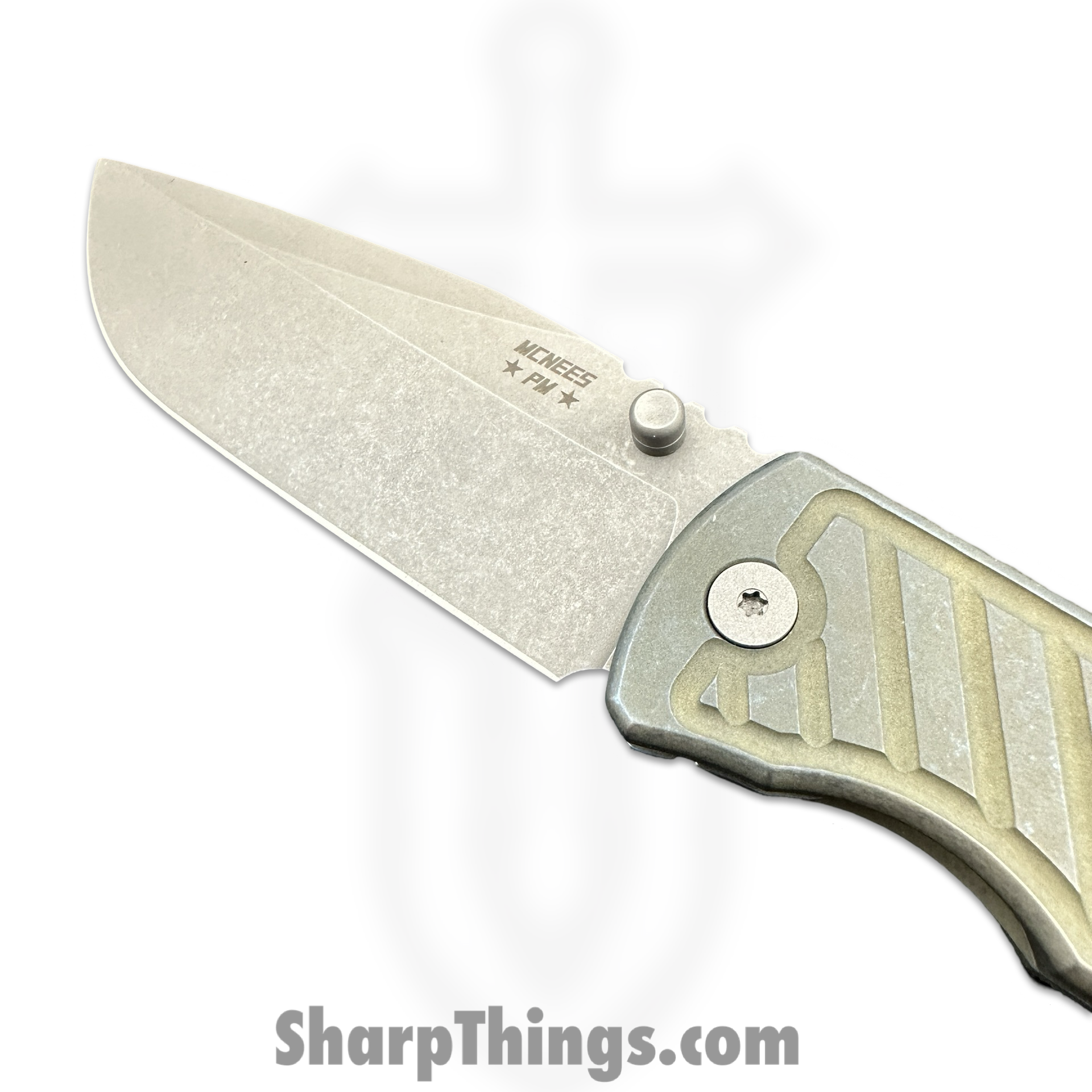 McNees - MAC23.5AtGBFB - MAC 2 3.5 - Folding Knife - CPM MagnaCut Stonewash Clip Point - Titanium - Atomic Green/Blue - Image 3