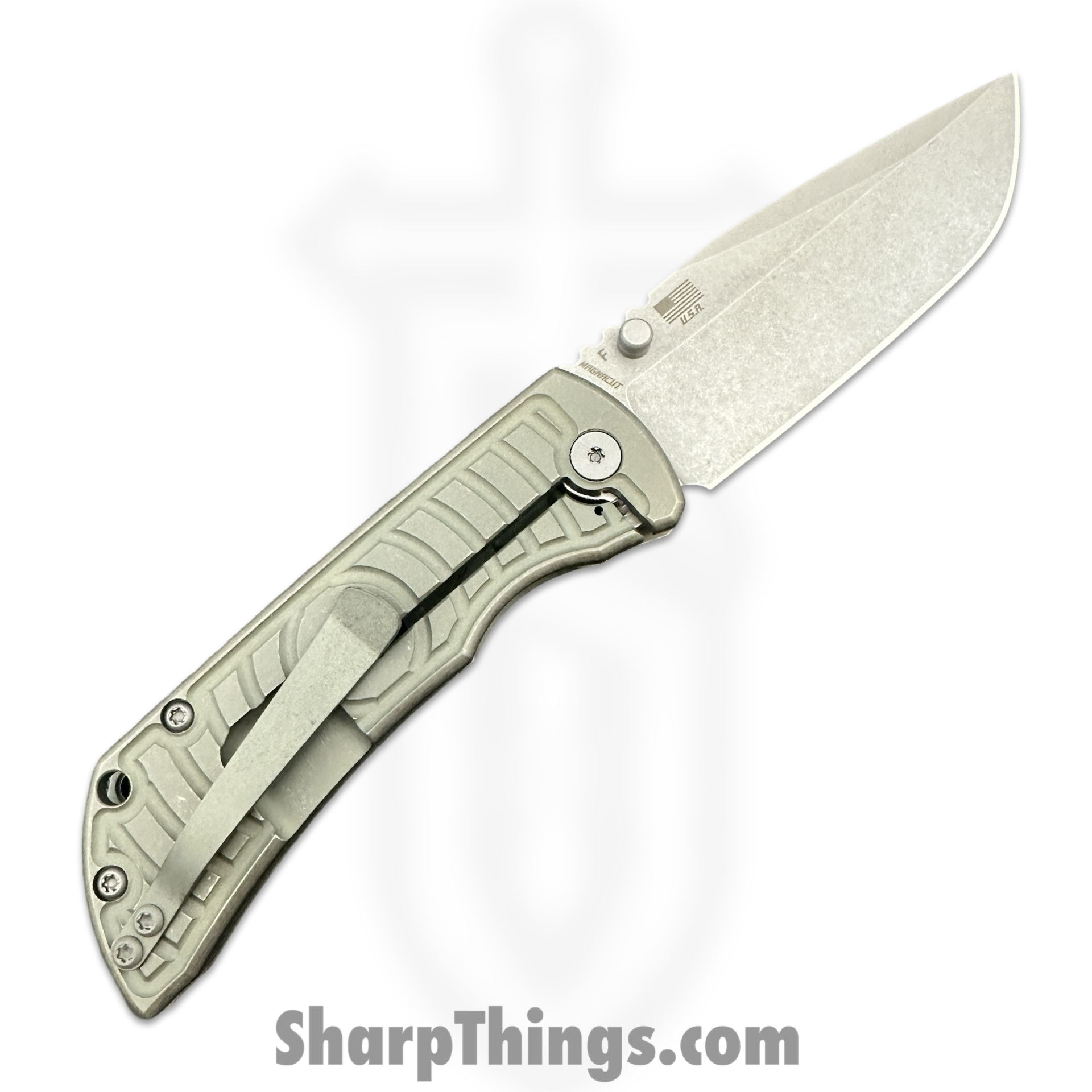 McNees - MAC23.5AtGBSW - MAC 2 3.5 - Folding Knife - CPM MagnaCut Stonewash Clip Point - Titanium - Atomic Green/Bronze - Image 2