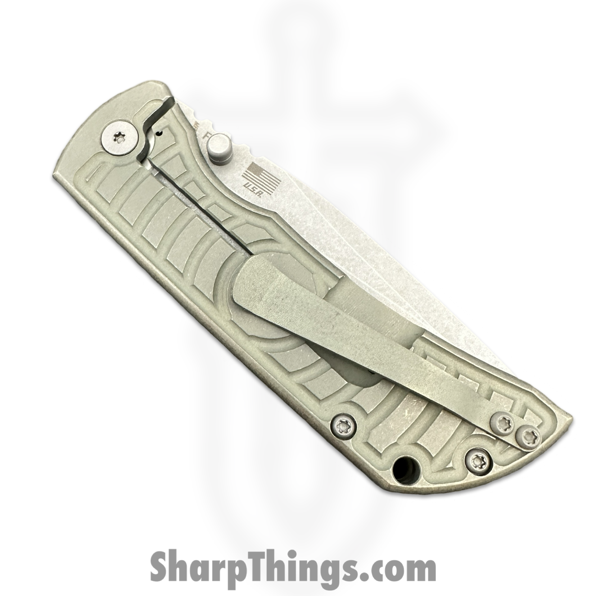 McNees - MAC23.5AtGBSW - MAC 2 3.5 - Folding Knife - CPM MagnaCut Stonewash Clip Point - Titanium - Atomic Green/Bronze - Image 4