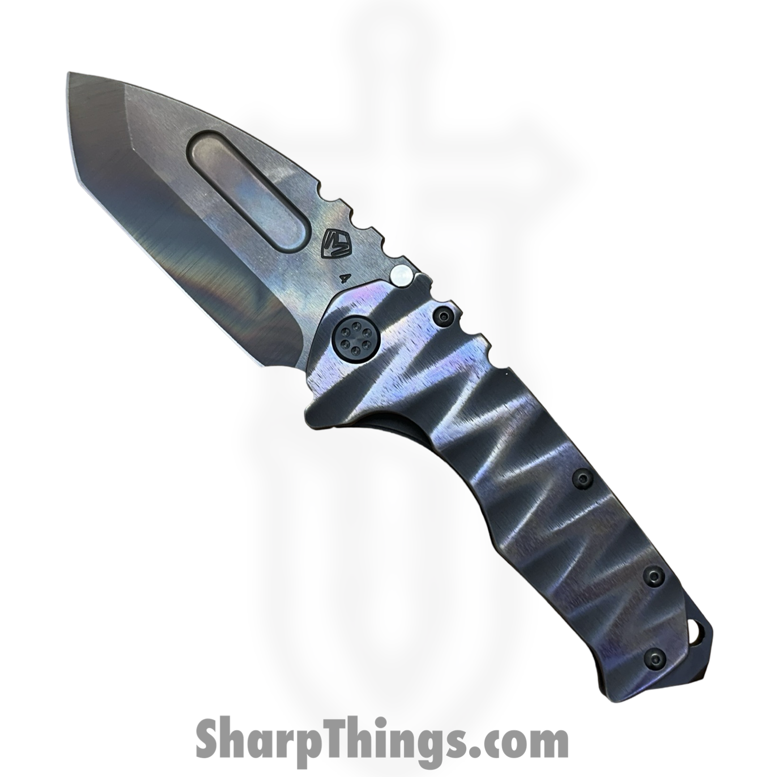 Medford Knife and Tool - MK0124VT-30PV-TPCF-BP - Prae "T" - Folding Knife - S45VN Vulcan Tanto - Titanium "Sand Dunes" - Black Flamed