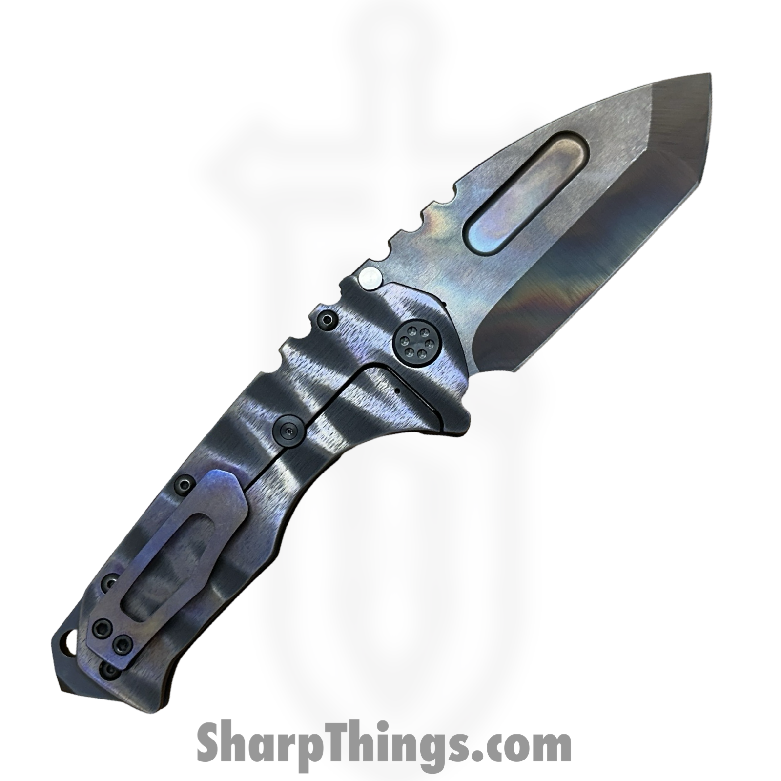 Medford Knife and Tool - MK0124VT-30PV-TPCF-BP - Prae "T" - Folding Knife - S45VN Vulcan Tanto - Titanium "Sand Dunes" - Black Flamed - Image 2