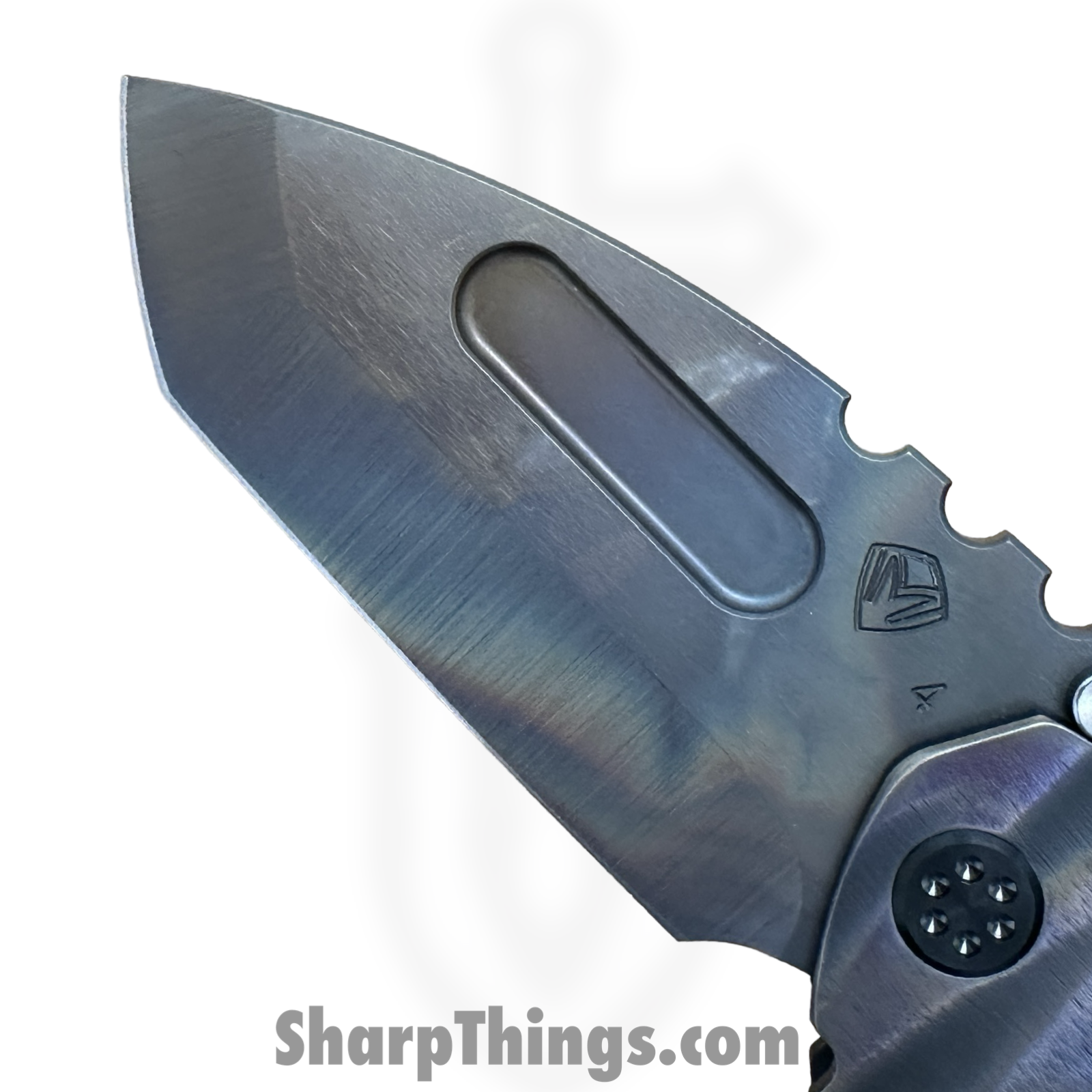 Medford Knife and Tool - MK0124VT-30PV-TPCF-BP - Prae "T" - Folding Knife - S45VN Vulcan Tanto - Titanium "Sand Dunes" - Black Flamed - Image 9
