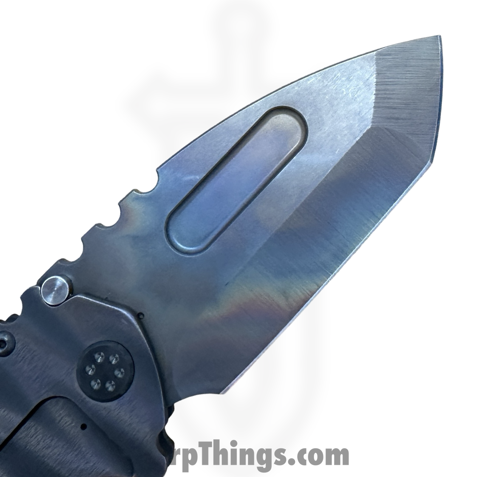 Medford Knife and Tool - MK0124VT-30PV-TPCF-BP - Prae "T" - Folding Knife - S45VN Vulcan Tanto - Titanium "Sand Dunes" - Black Flamed - Image 8