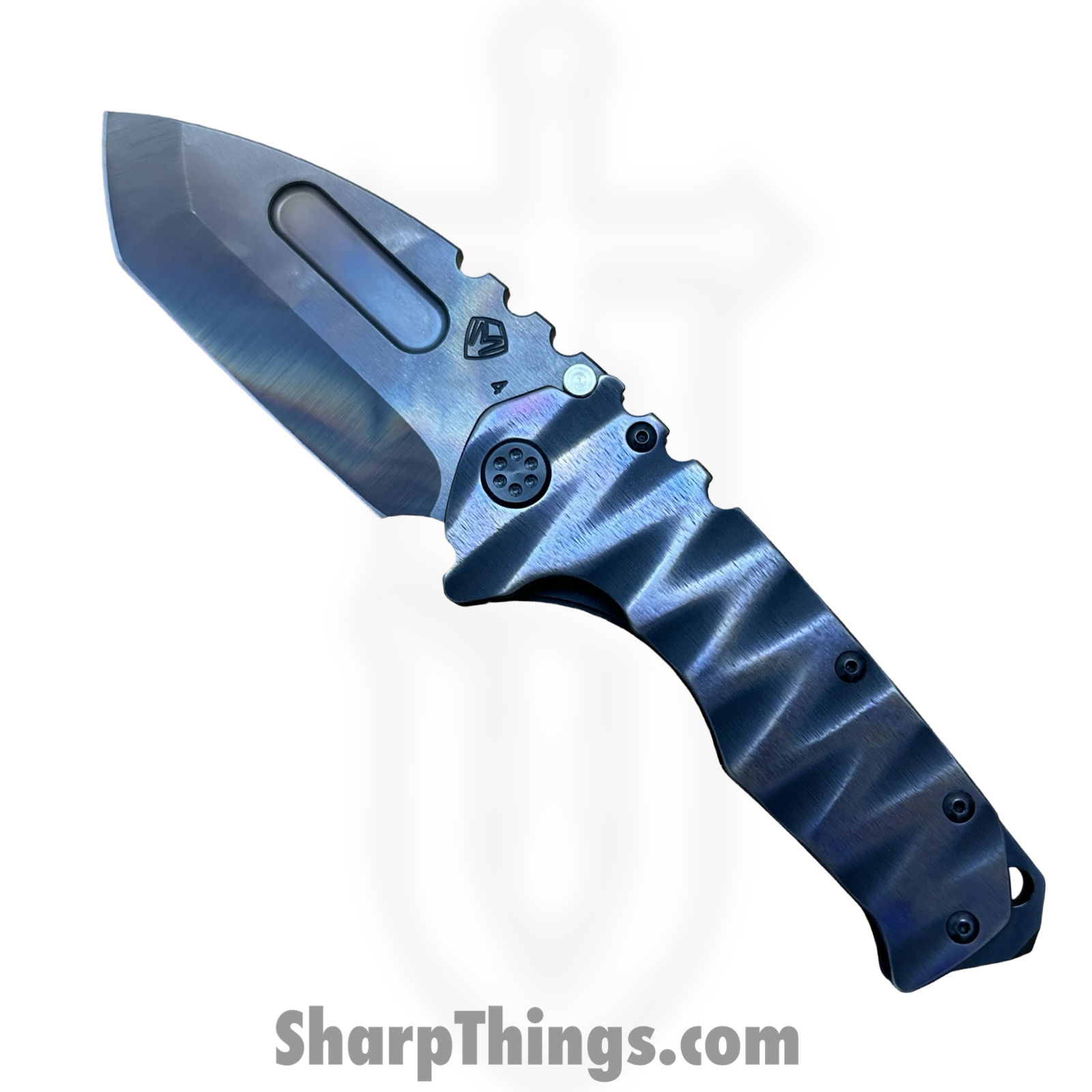 Medford Knife and Tool - MK0124VT-30PV-TPCF-BP - Prae "T" - Folding Knife - S45VN Vulcan Tanto - Titanium "Sand Dunes" - Black Flamed - Image 7