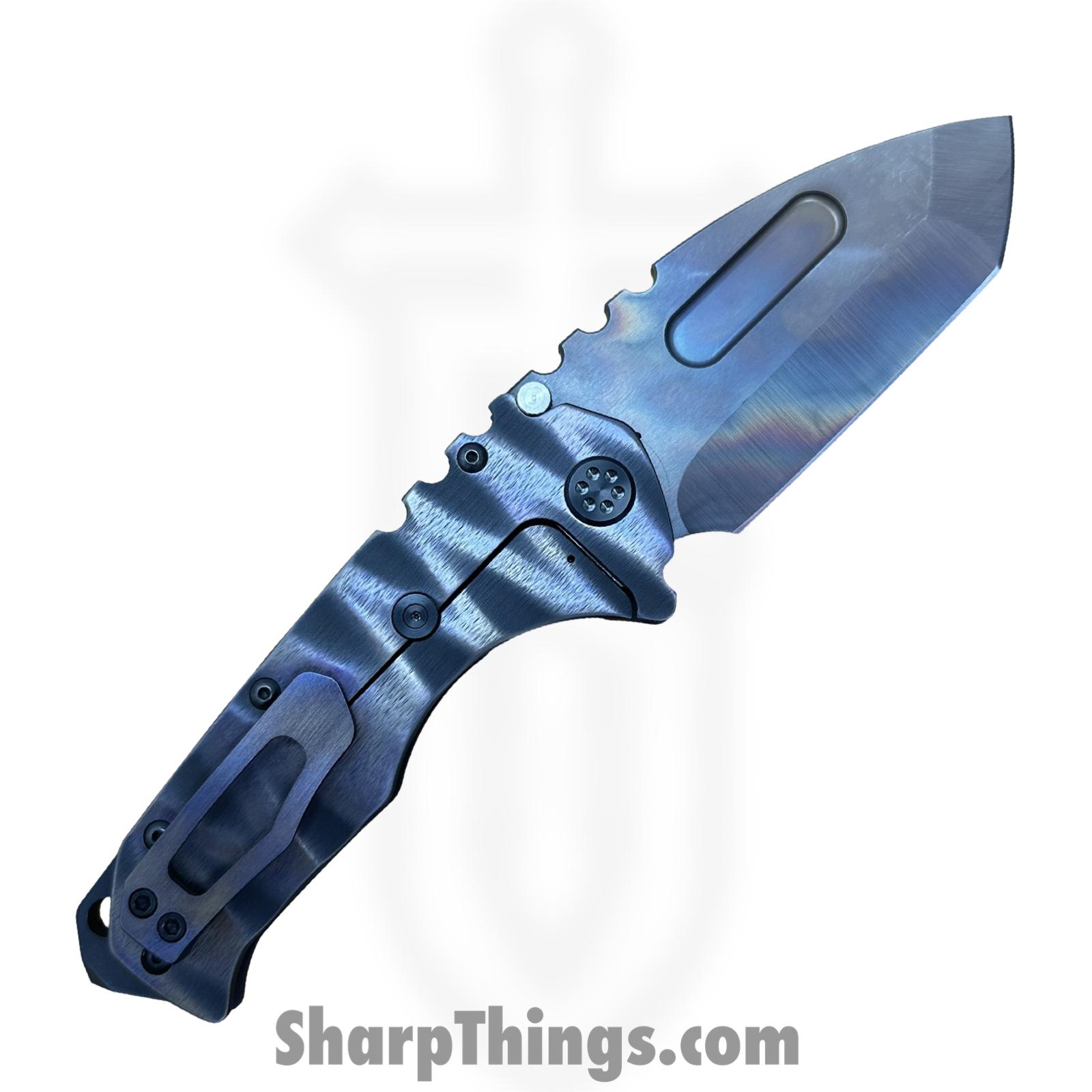 Medford Knife and Tool - MK0124VT-30PV-TPCF-BP - Prae "T" - Folding Knife - S45VN Vulcan Tanto - Titanium "Sand Dunes" - Black Flamed - Image 6