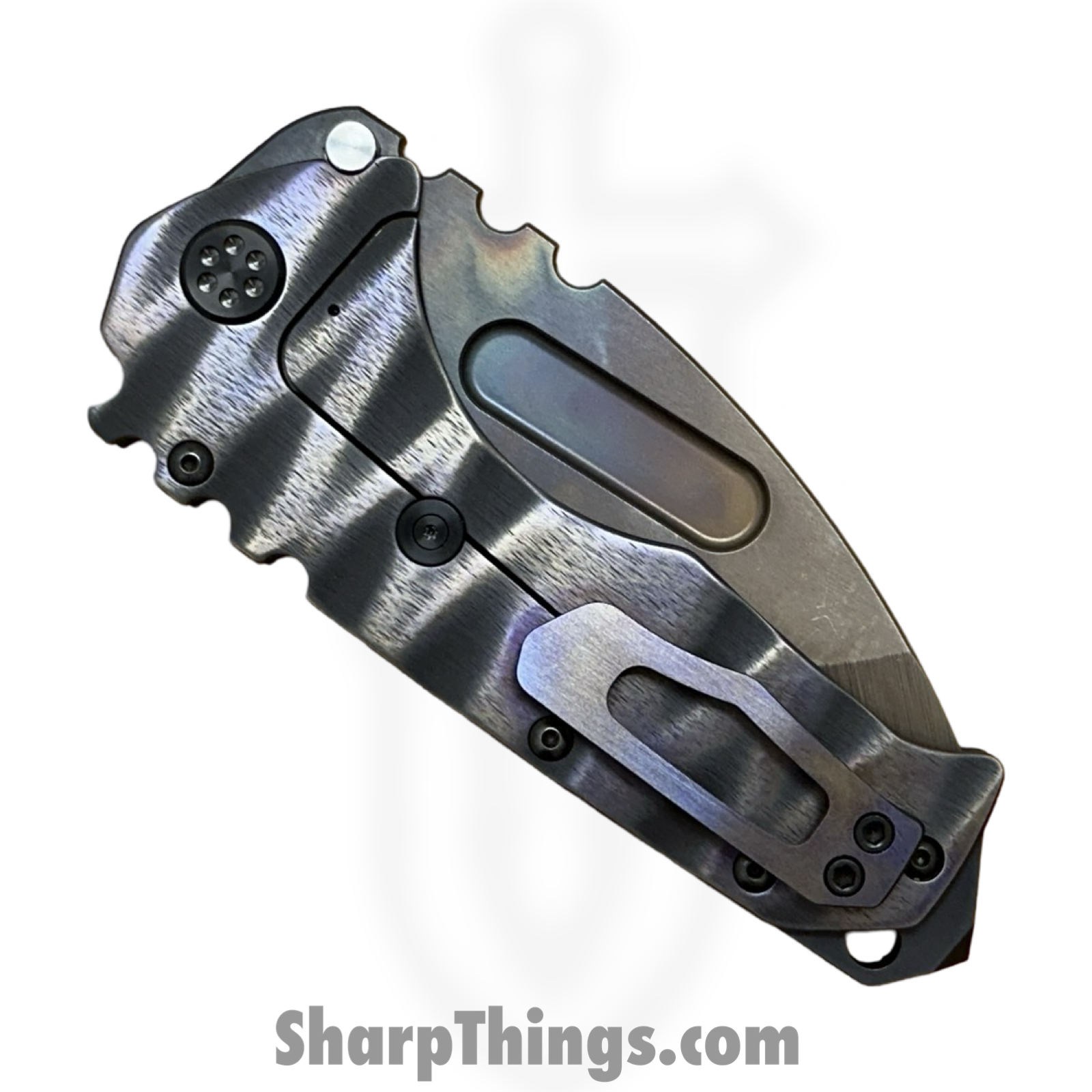 Medford Knife and Tool - MK0124VT-30PV-TPCF-BP - Prae "T" - Folding Knife - S45VN Vulcan Tanto - Titanium "Sand Dunes" - Black Flamed - Image 5