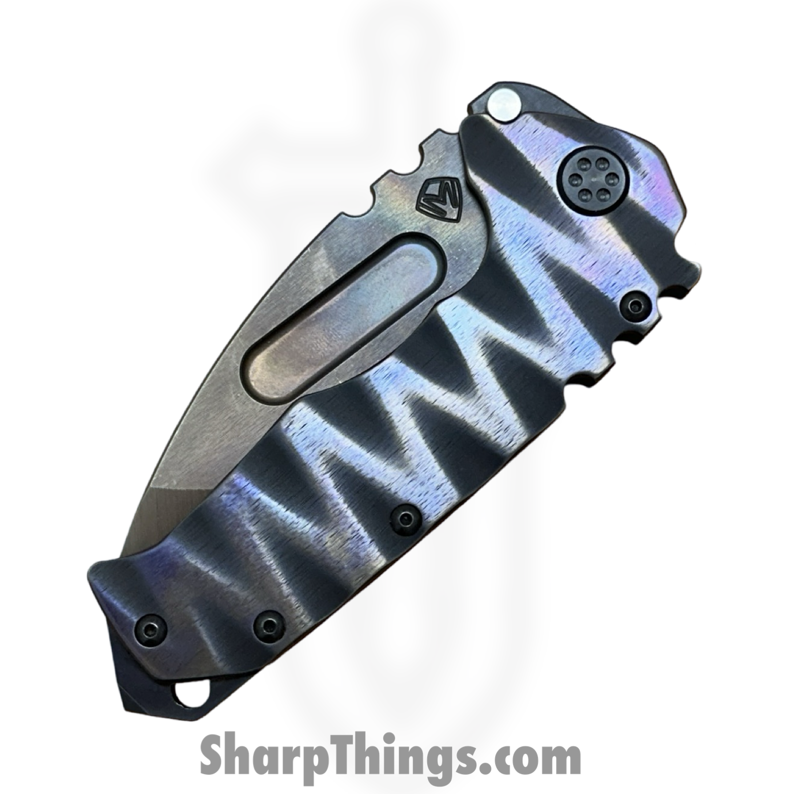 Medford Knife and Tool - MK0124VT-30PV-TPCF-BP - Prae "T" - Folding Knife - S45VN Vulcan Tanto - Titanium "Sand Dunes" - Black Flamed - Image 4