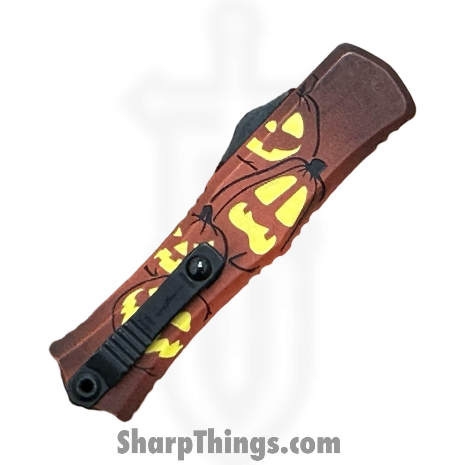 Microtech - 1702M-1HWJLS - Hera II Mini - Signature Series - OTF Auto - Jack-O-Lantern - M390MK Apocalyptic Dagger - Orange - Image 9
