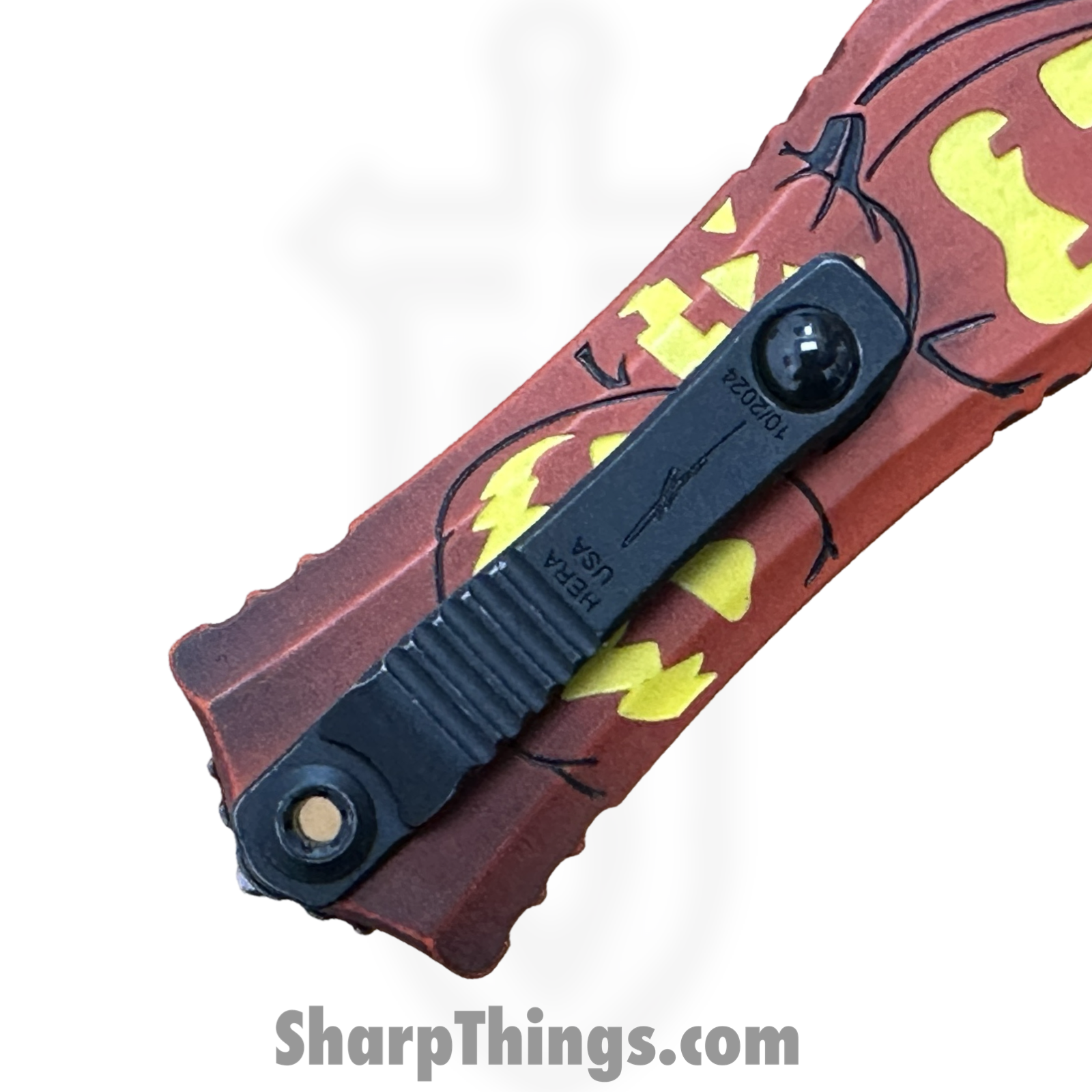 Microtech - 1702M-1HWJLS - Hera II Mini - Signature Series - OTF Auto - Jack-O-Lantern - M390MK Apocalyptic Dagger - Orange - Image 5