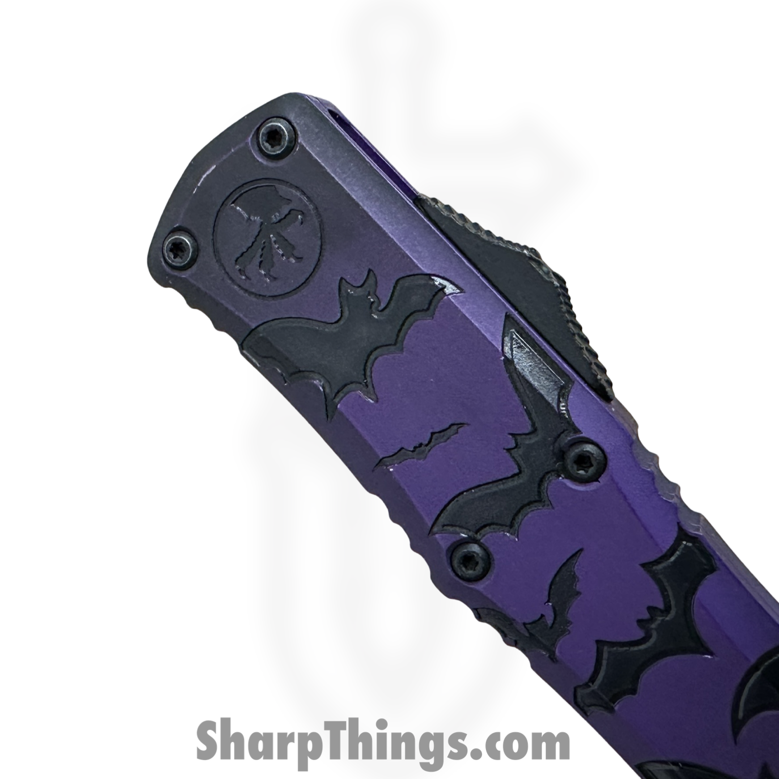 Microtech - 1702M-1HWBAS - Hera II Mini - Signature Series - OTF Auto - Bats - M390MK Apocalyptic Dagger - Purple - Image 7